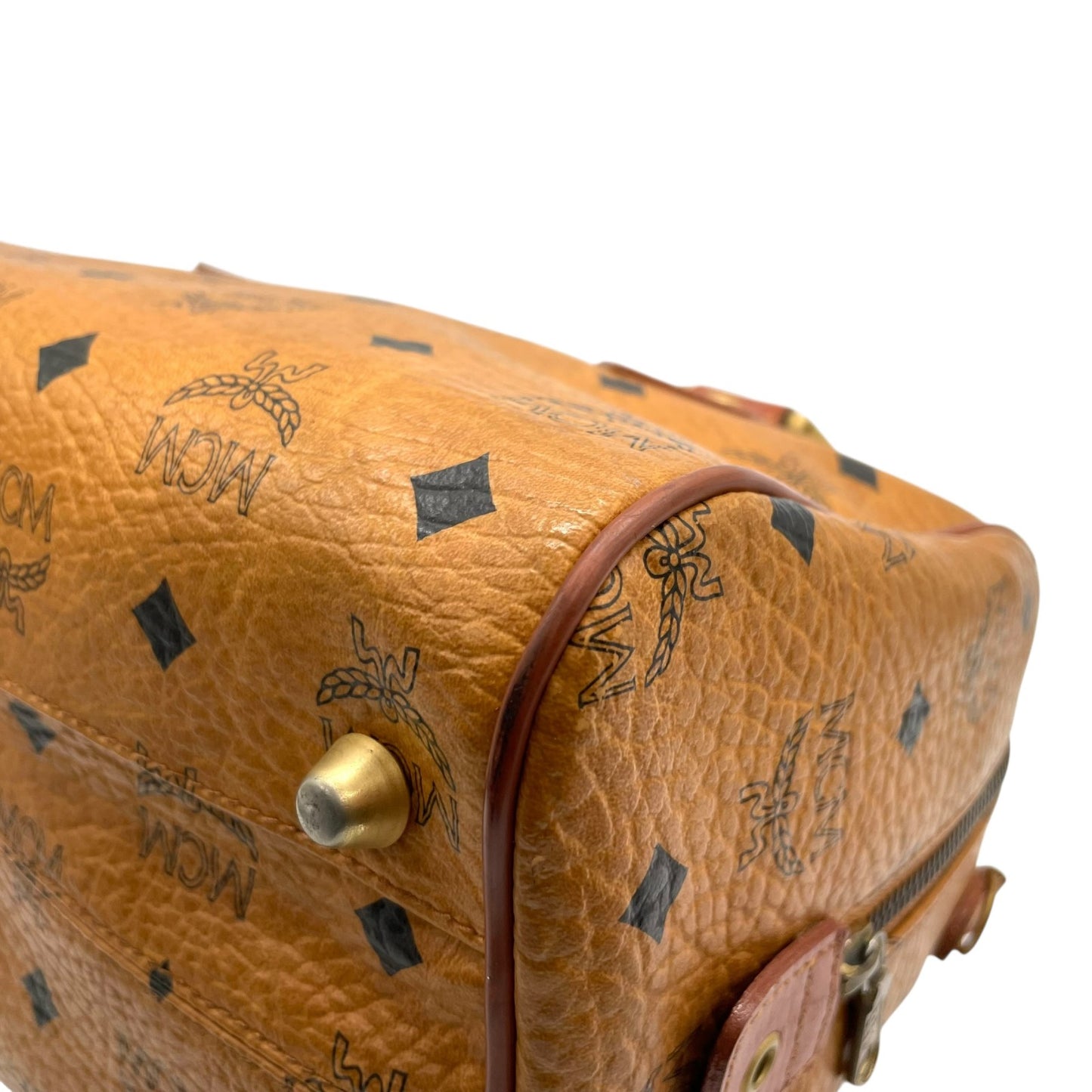 MCM エムシーエム ヴィセトス柄 ボストンバッグ 2WAY ハンドバッグ ショルダーバッグ レザー ブラウン 茶色 ヴィンテージ C