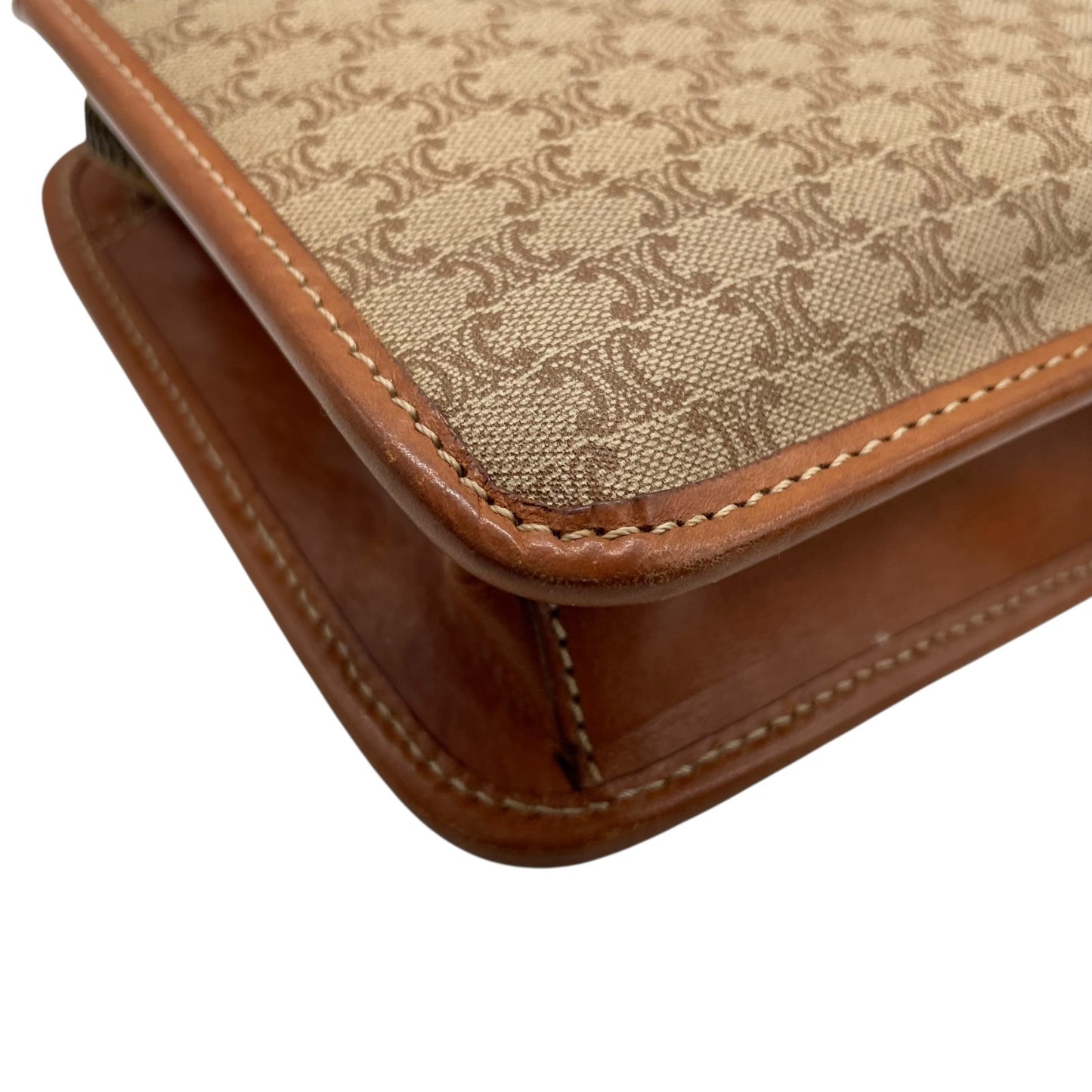 セリーヌ CELINE マカダム柄 クラッチバッグ セカンドバッグ ベージュ ブラウン 茶色 トリオンフロゴ PVC×レザー ヴィンテージ バッグ U9