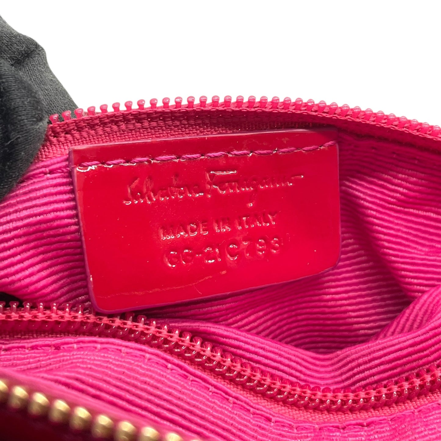 極美品 希少 Salvatore Ferragamo フェラガモ ヴァラリボン 2WAY ショルダー ピンク レッド ナイロン パテント ハンドバッグ クロスボディ ゴールド金具 レディース K1