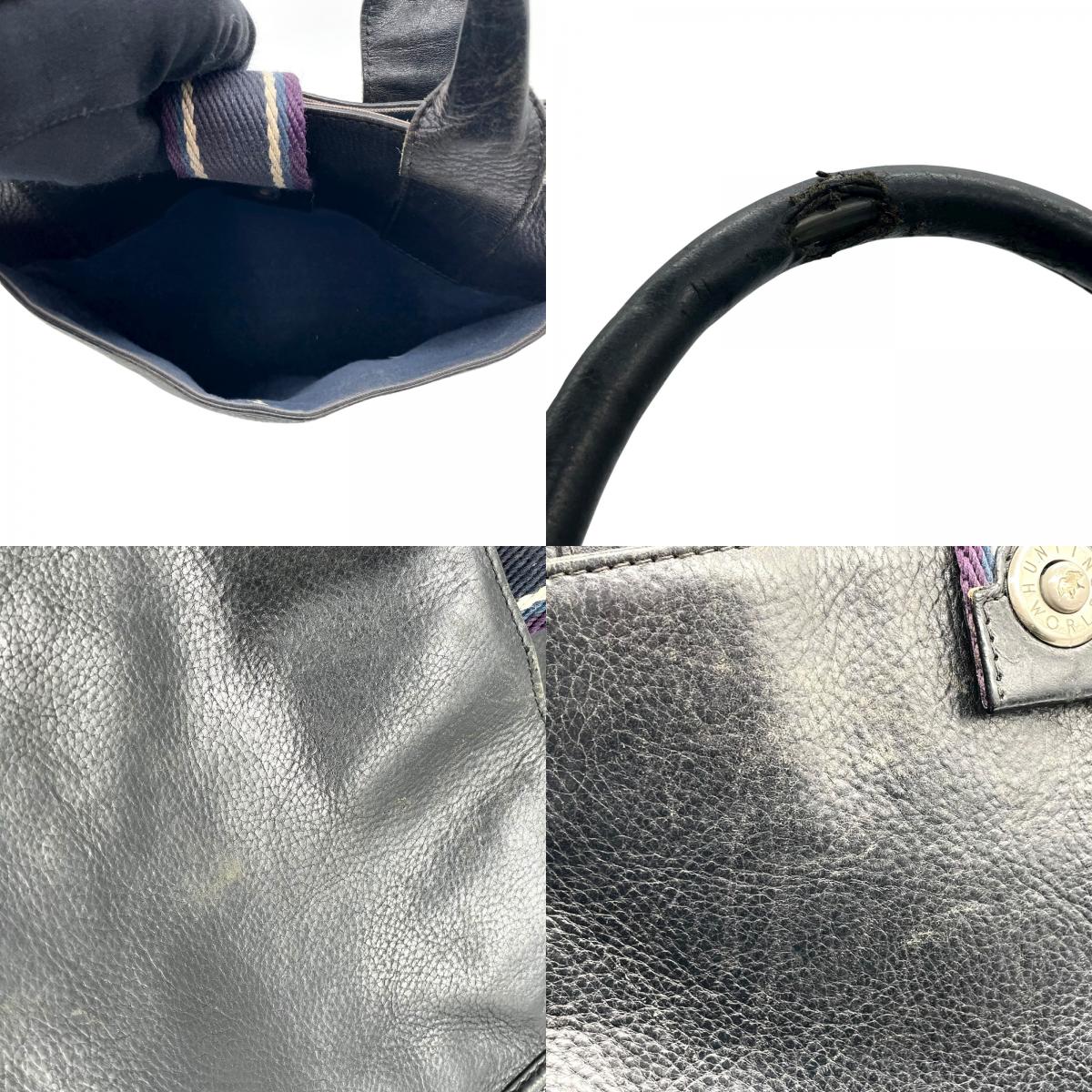 ハンティングワールド HUNTING WORLD トートバッグ ハンドバッグ レザー×キャンバス 黒 ブラック メンズ S68