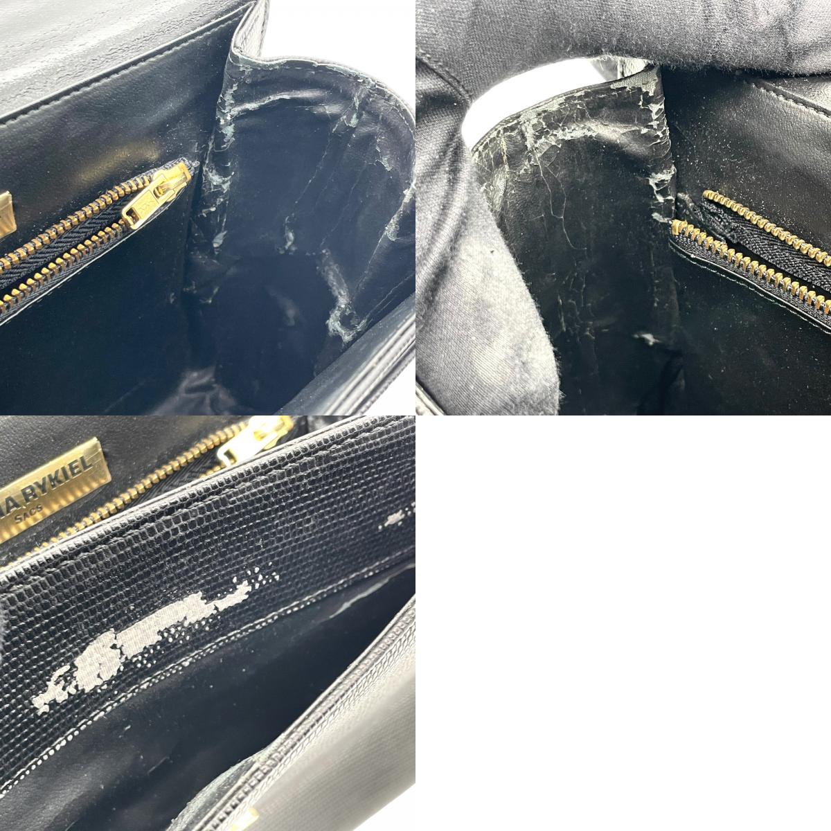 ソニアリキエル SONIA RYKIEL 型押し レザー ハンドバッグ ショルダーバッグ 2WAY 黒 ブラック 金金具 ゴールド金具 フォーマル S51