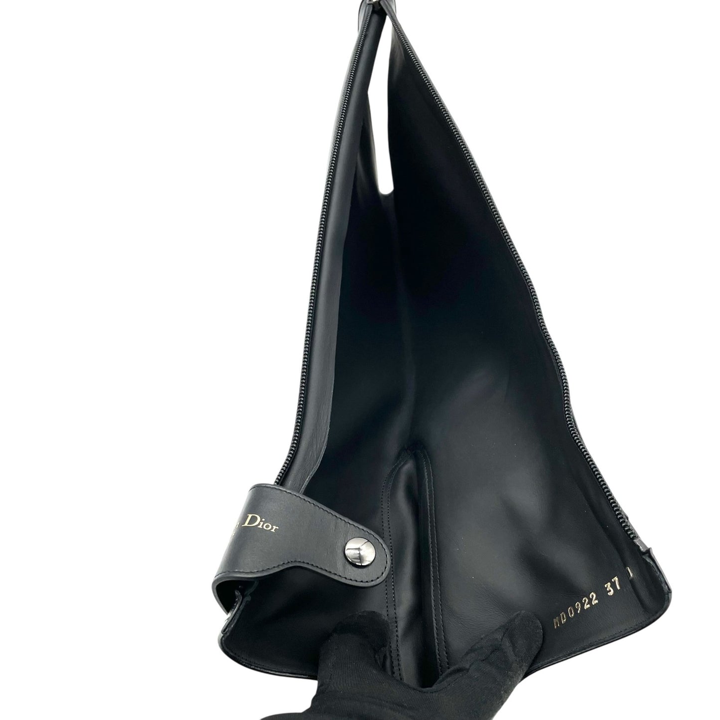 極美品 クリスチャン ディオール Christian Dior レザー ブーツカバー 37 黒 ブラック 本革 モード 乗馬風 R