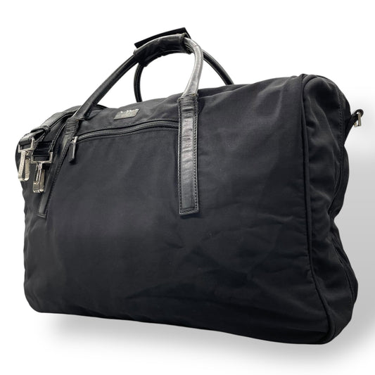 グッチ GUCCI ボストンバッグ ショルダーバッグ ブラック 黒 2way ナイロン レザー 大容量 トラベルバッグ ビジネスバッグ 斜め掛け可 ロゴ シルバー金具 メンズ X