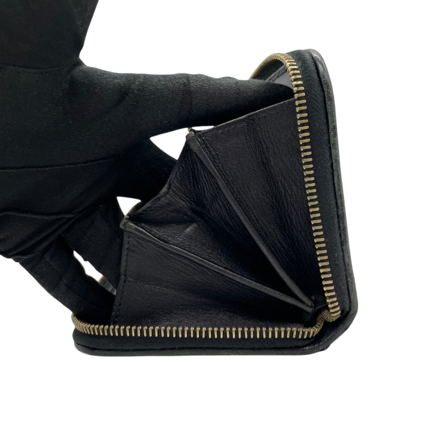 ボッテガヴェネタ BOTTEGA VENETA 長財布 イントレチャート ラウンドファスナー 黒 ブラック レザー ゴールド金具 メンズ レディース M5