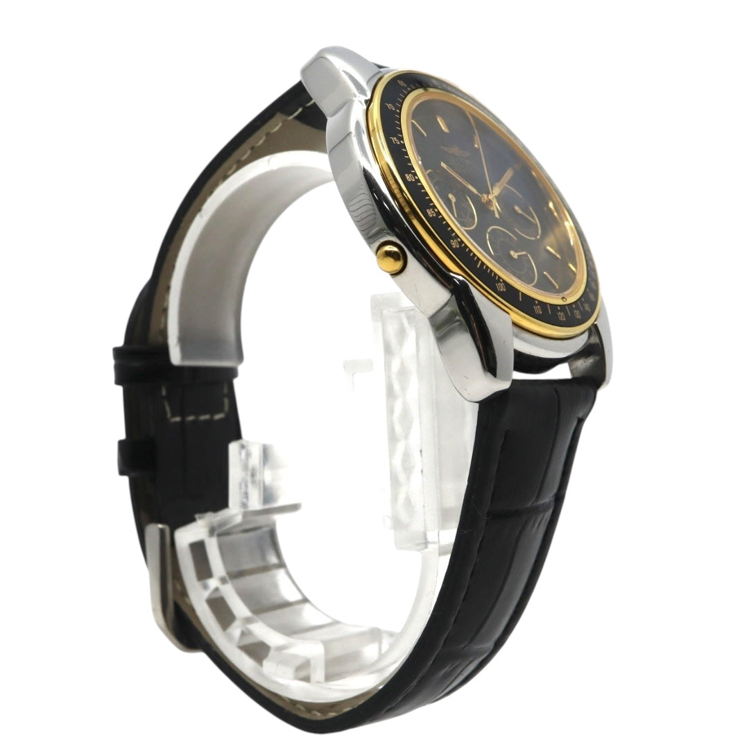 美品 電池交換済 新品ベルト セクター SECTOR ADV1000 腕時計 メンズウォッチ クロノグラフ タキメーター クォーツ ブラック文字盤 シルバー ゴールド ステンレス レザーベルト アナログ スポーツウォッチ 稼働品 G3