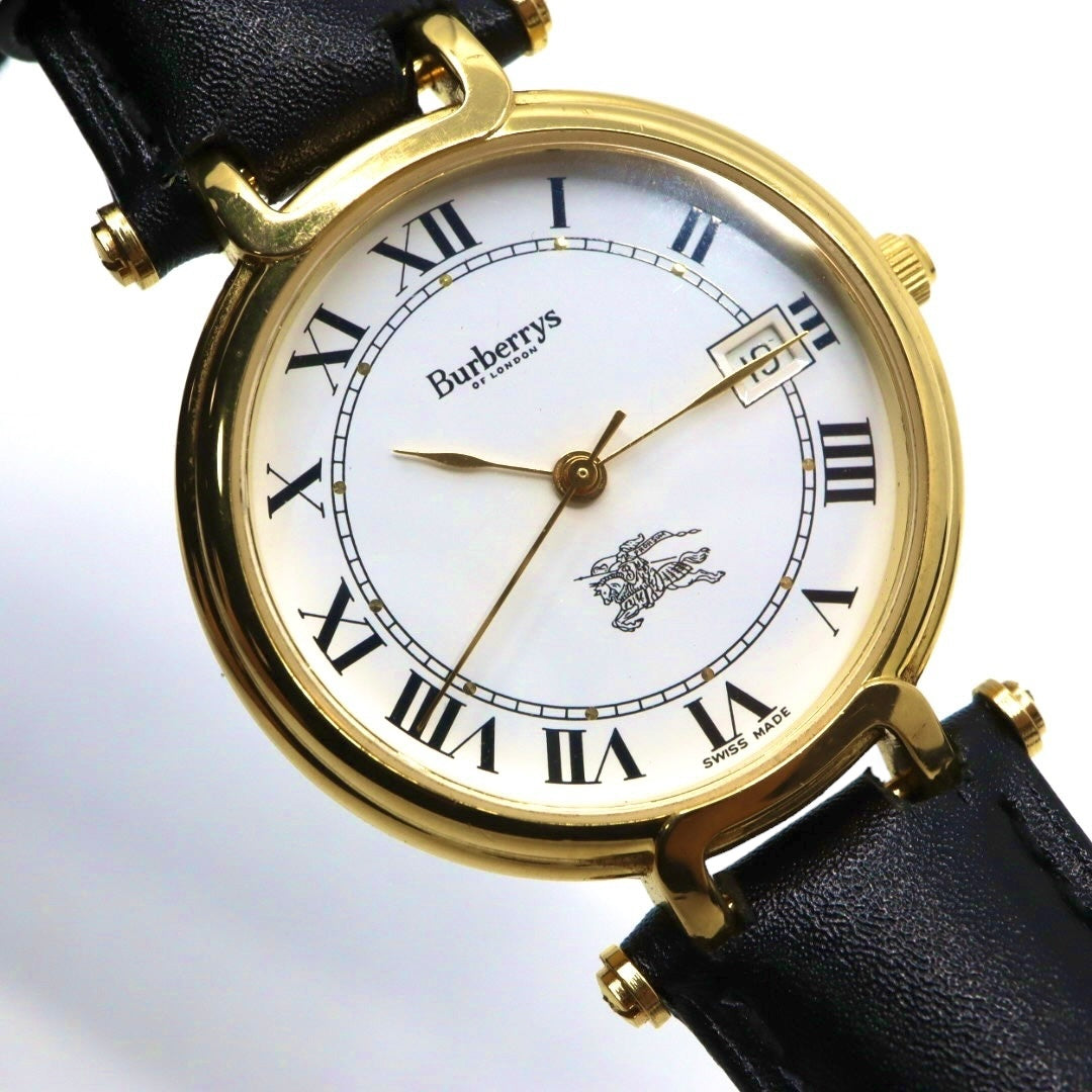 BURBERRY バーバリー 腕時計 ゴールド クオーツ ホワイト文字盤【中古】 ユニセックス
