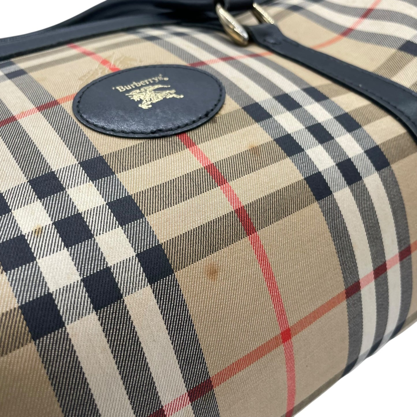 BURBERRY バーバリー ボストンバッグ キャンバス/レザー ベージュ【中古】 レディース
