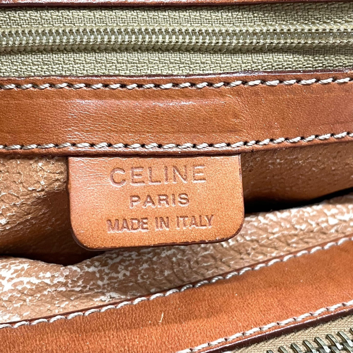 Authentic CELINE Vintage Macadam Handbag Brown PVC Leather Gold Hardware Tote Bag Women's