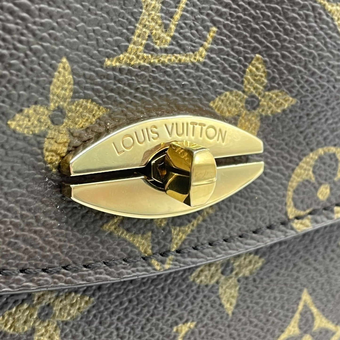 Authentic LOUIS VUITTON Monogram Marzelive Handbag M51379 Brown PVC Leather Gold Hardware Top Handle Flap Closure Women's