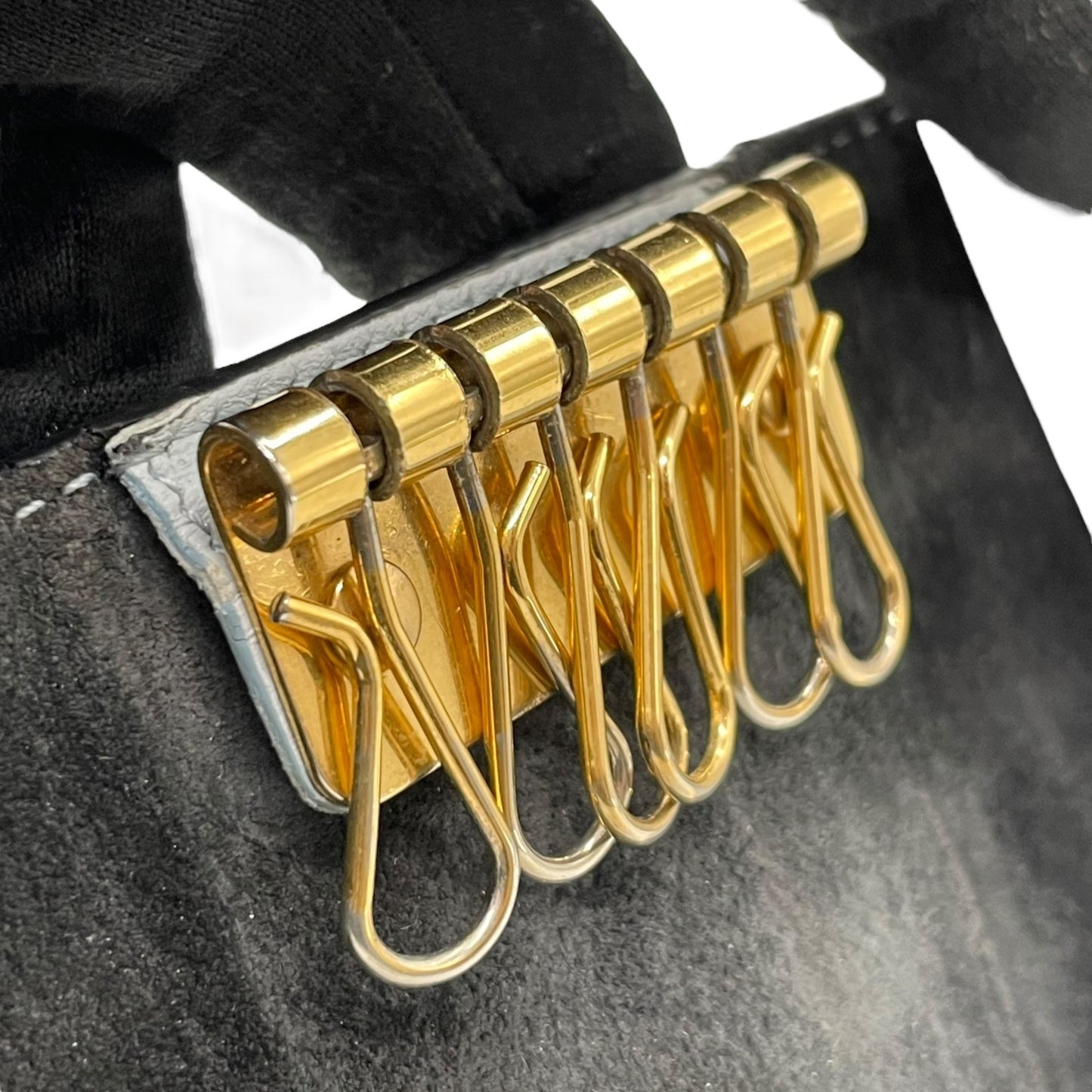 美品 CELINE セリーヌ 6連キーケース 黒 ブラック 水色 ブルー バイカラー レザー 本革 ゴールド金具 フィービー期 M2