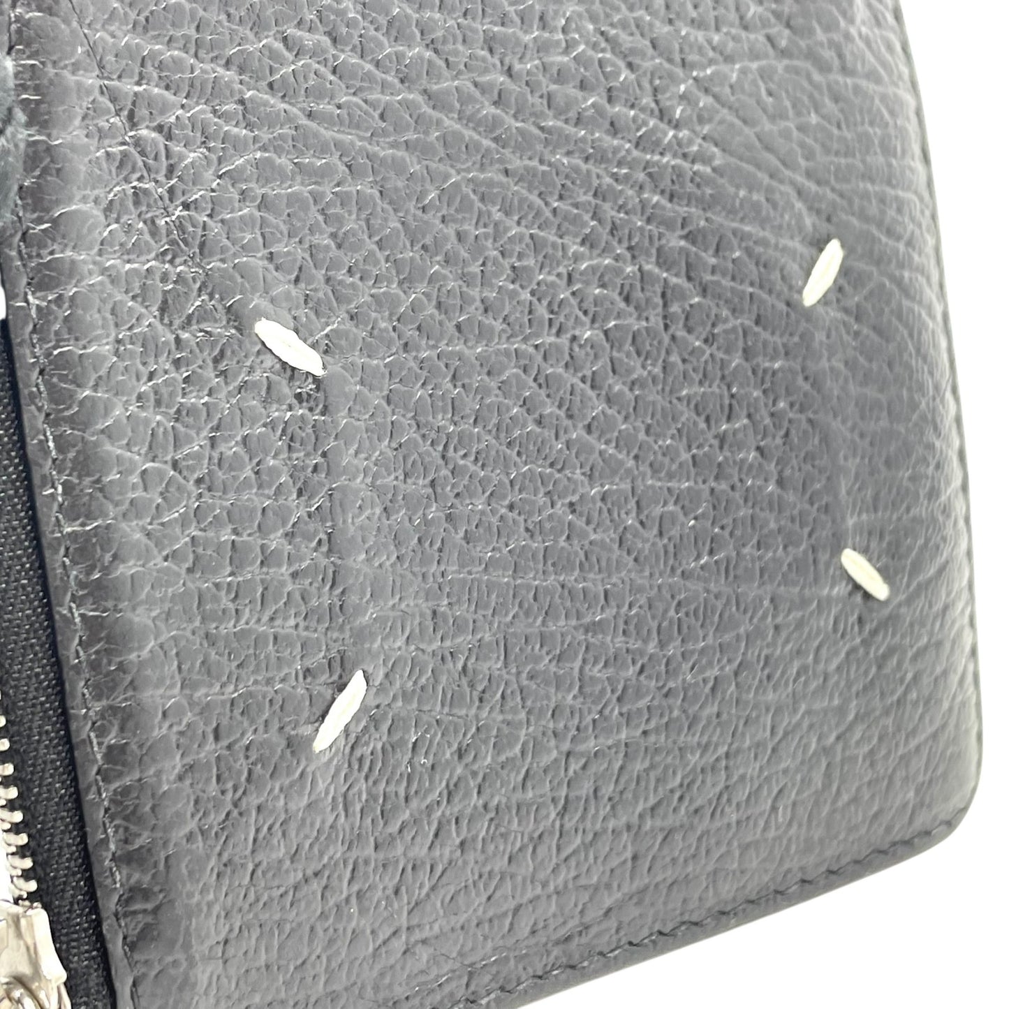 Maison Margiela メゾンマルジェラ カードケース コインケース 黒 ブラック 4ステッチ レザー ギャランティカード付き W5