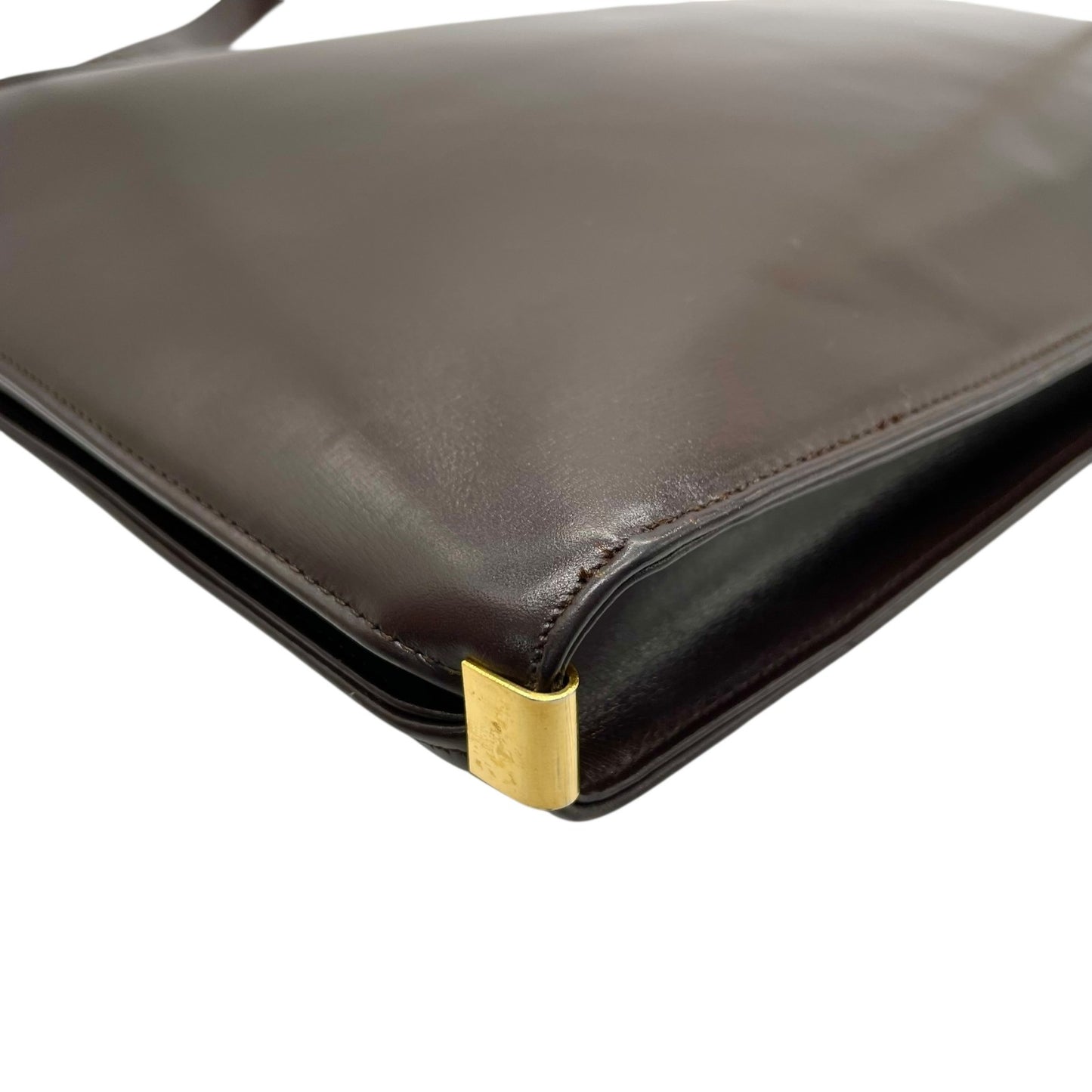 美品 Christian Dior クリスチャンディオール ショルダーバッグ ヴィンテージ ワンショルダー ハンドバッグ ダークブラウン レザー ゴールド金具 CDロゴ レディース U3