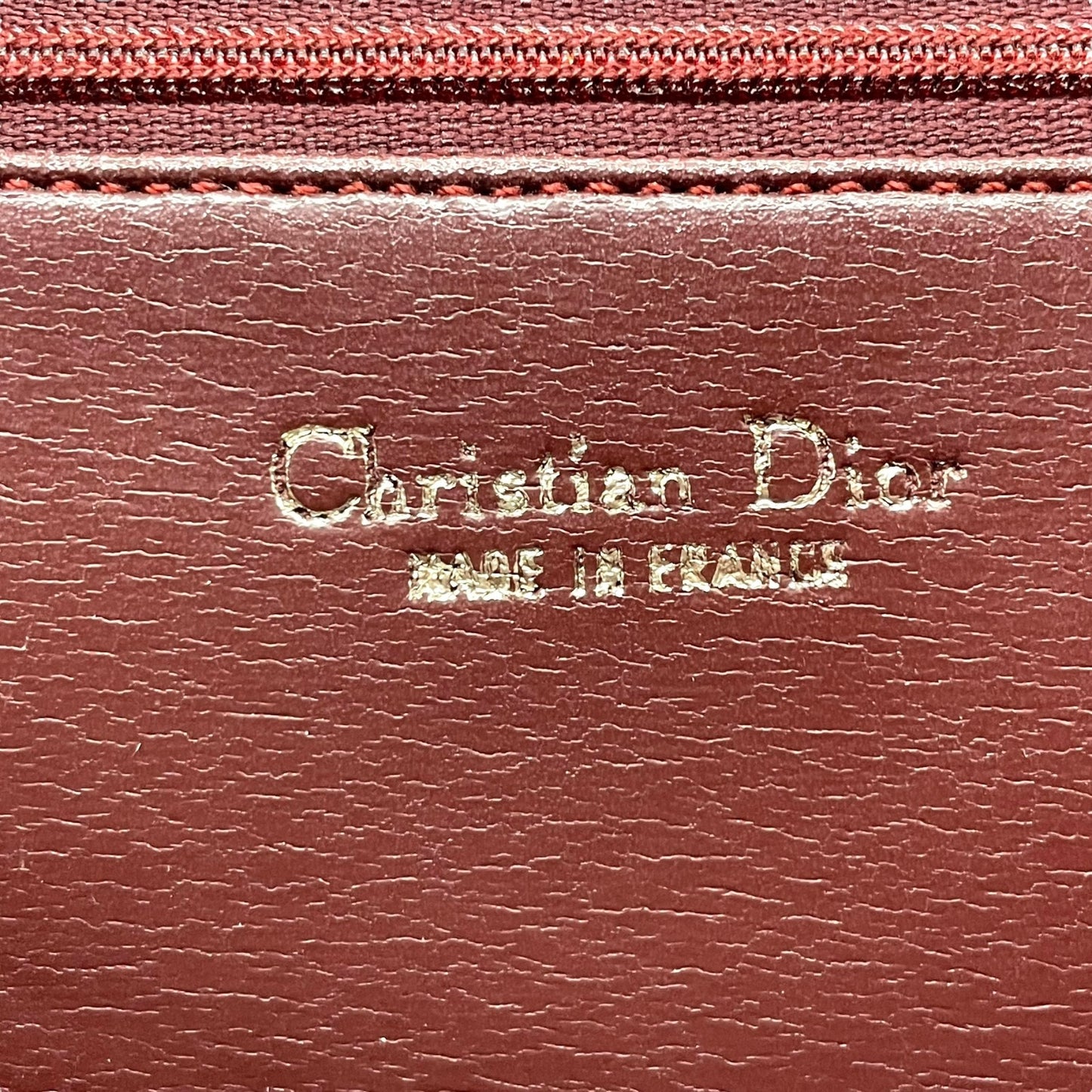 Authentic Christian Dior Shoulder Bag Red Bordeaux Leather Gold Hardware Logo Vintage