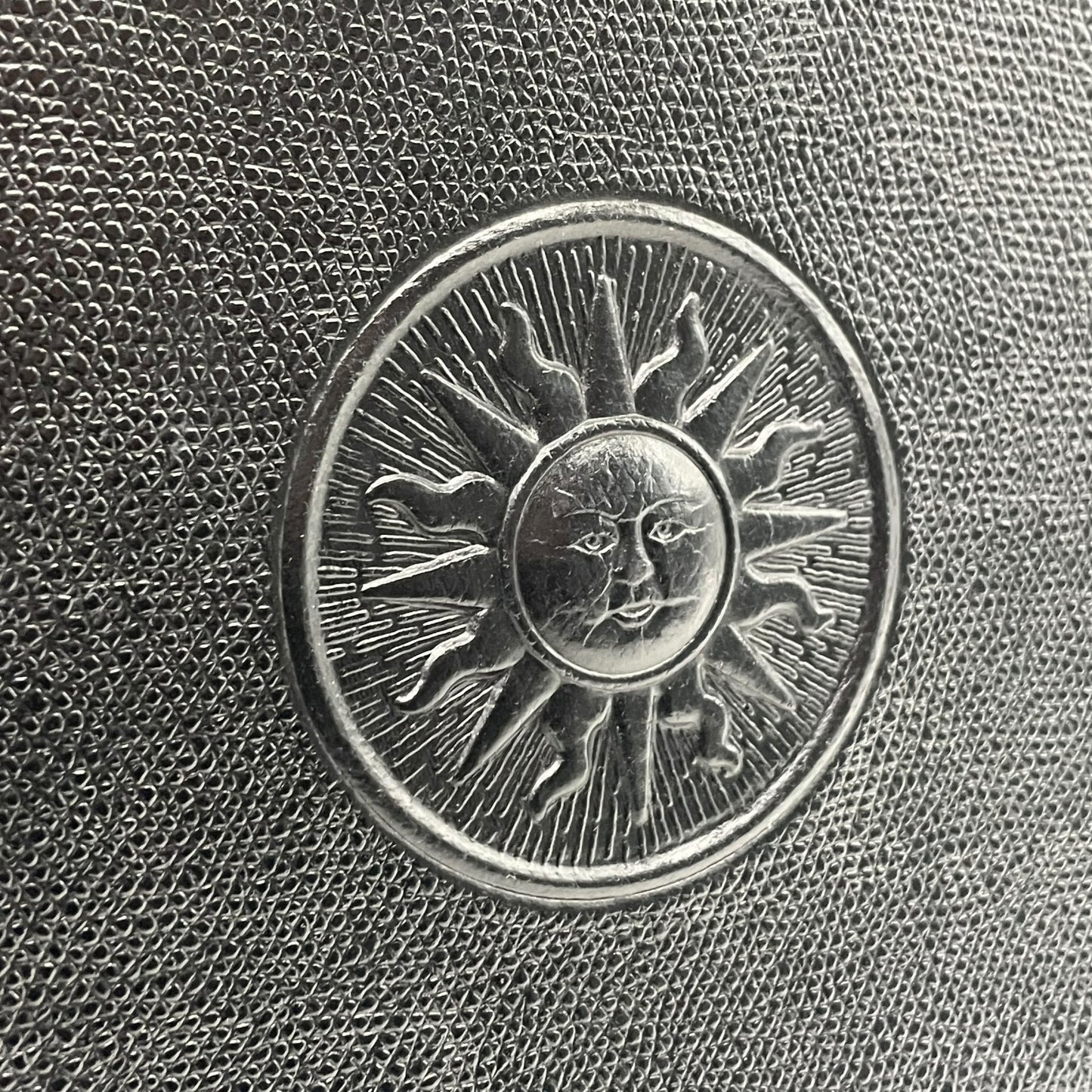 Authentic GIANNI VERSACE Black Sunburst Embossed Leather Handbag Gold Hardware Vintage Archive Women