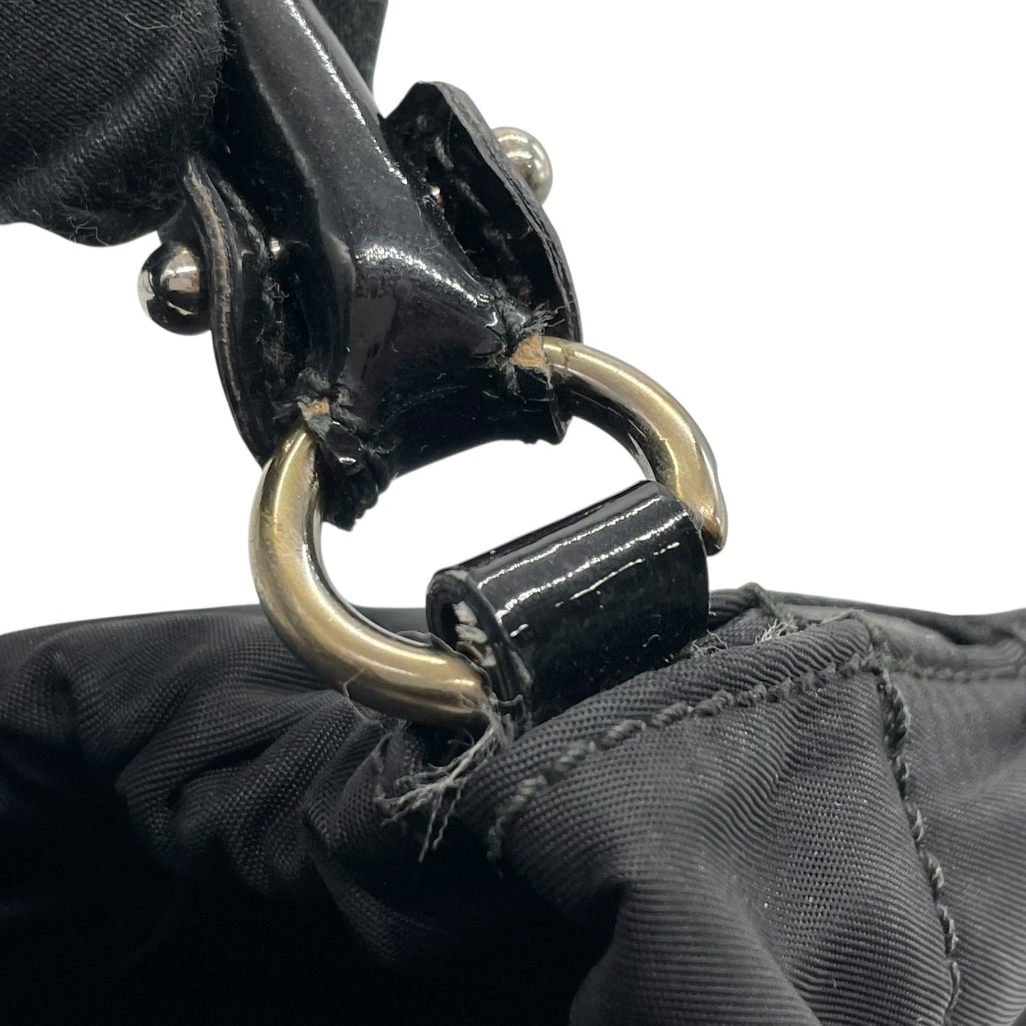 Salvatore Ferragamo サルヴァトーレ フェラガモ ヴァラ リボン トートバッグ ショルダーバッグ ナイロン パテントレザー ブラック 黒 ワンショルダー レディース K9