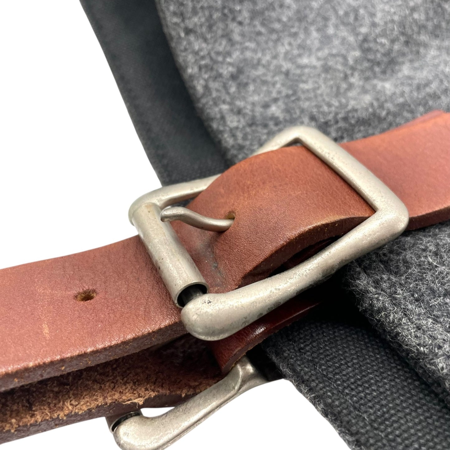 COMME des GARCONS HOMME コムデギャルソンオム トートバッグ グレー ブラウン ウール レザー シルバー金具 手提げ 肩掛け可 レディース U14