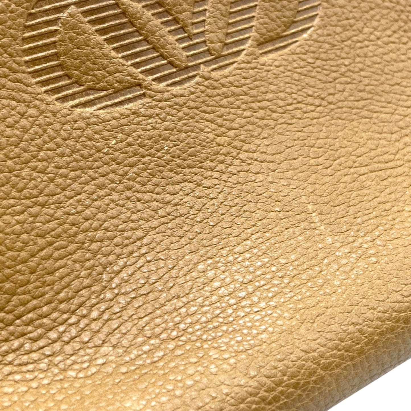 Authentic LOEWE Anagram Embossed Leather Shoulder Bag Camel Gold