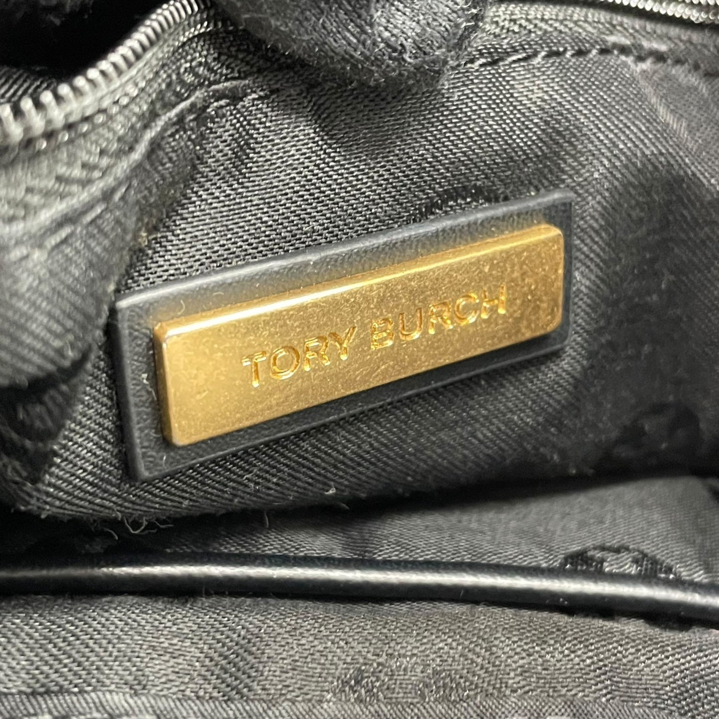 美品 TORY BURCH トリーバーチ エラ トートバッグ ブラック ナイロン レザー ゴールド金具 ロゴ 肩掛け可 レディース U17