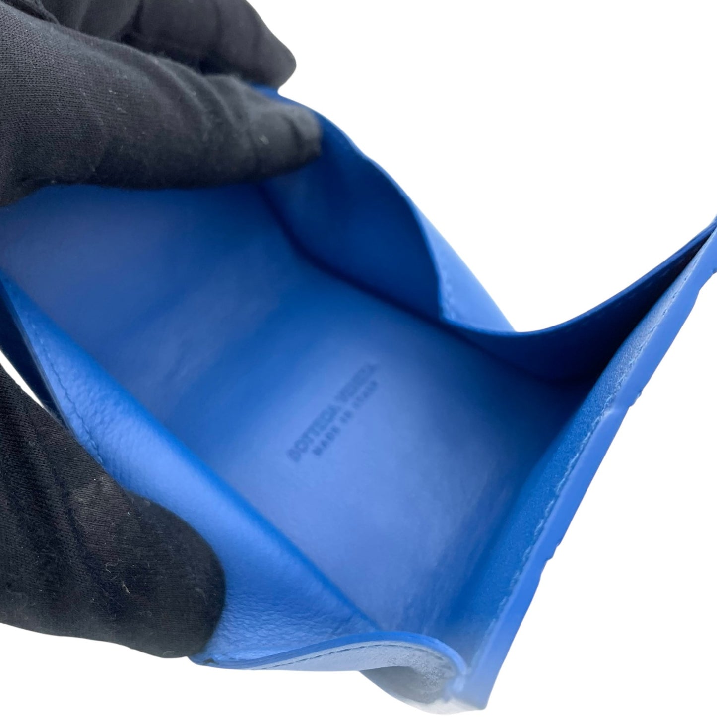 【新品同様】 BOTTEGA VENETA ボッテガヴェネタ マキシイントレチャート コインケース（小銭入れ） レザー ブルー 保存箱付き 正規品 ユニセックス M5