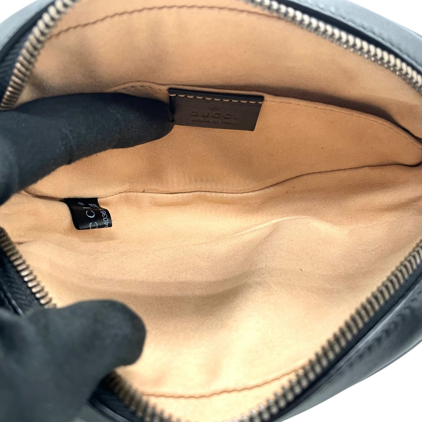 【新品同様】 GUCCI グッチ ウエストバッグ GGマーモント 476434 ベルトバッグ ブラック レザー キルティング ゴールド金具 レディース B3