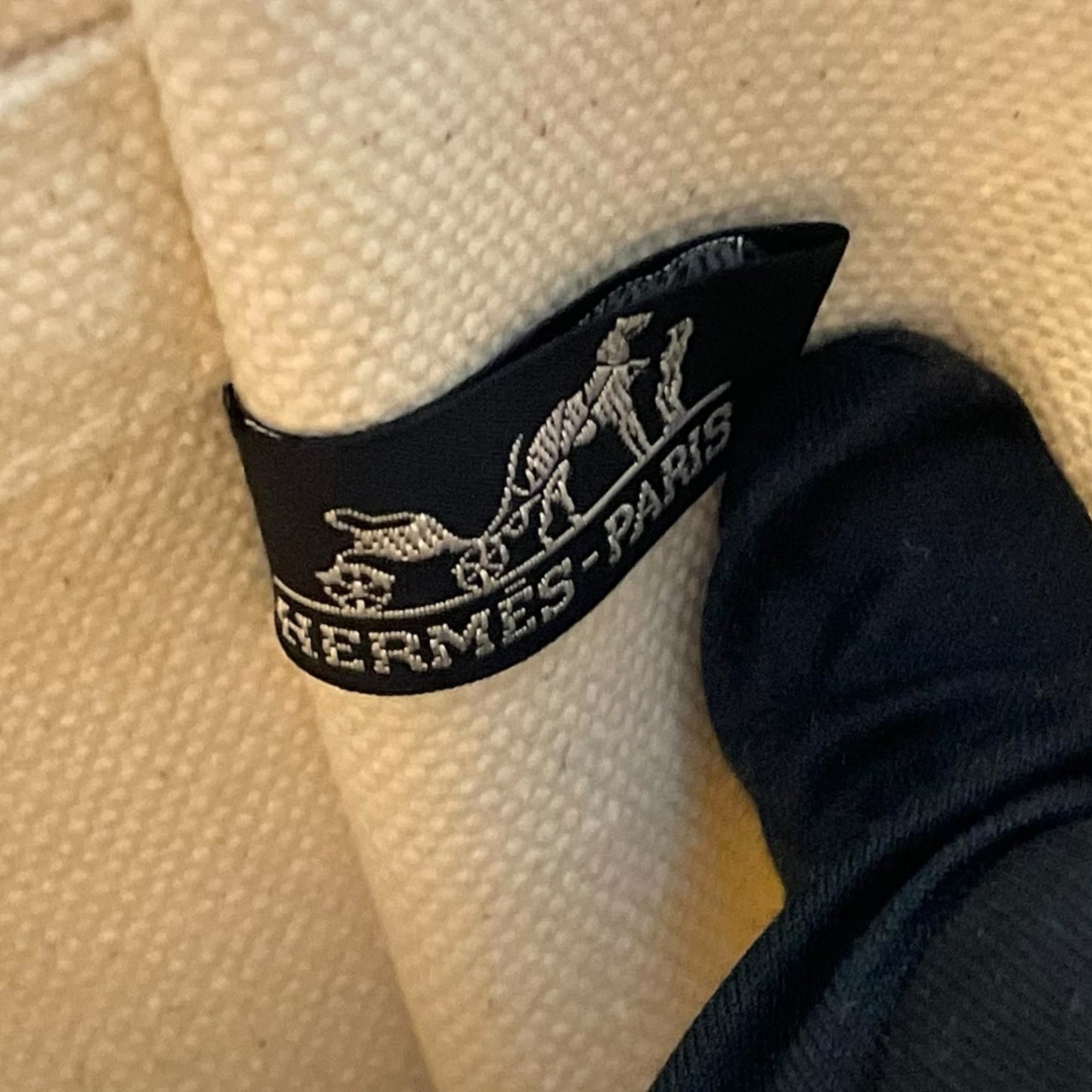 HERMES エルメス ボラボラPM ボラボラトート トートバッグ ハンドバッグ キャンバス アイボリー オレンジ シルバー金具 レディース B