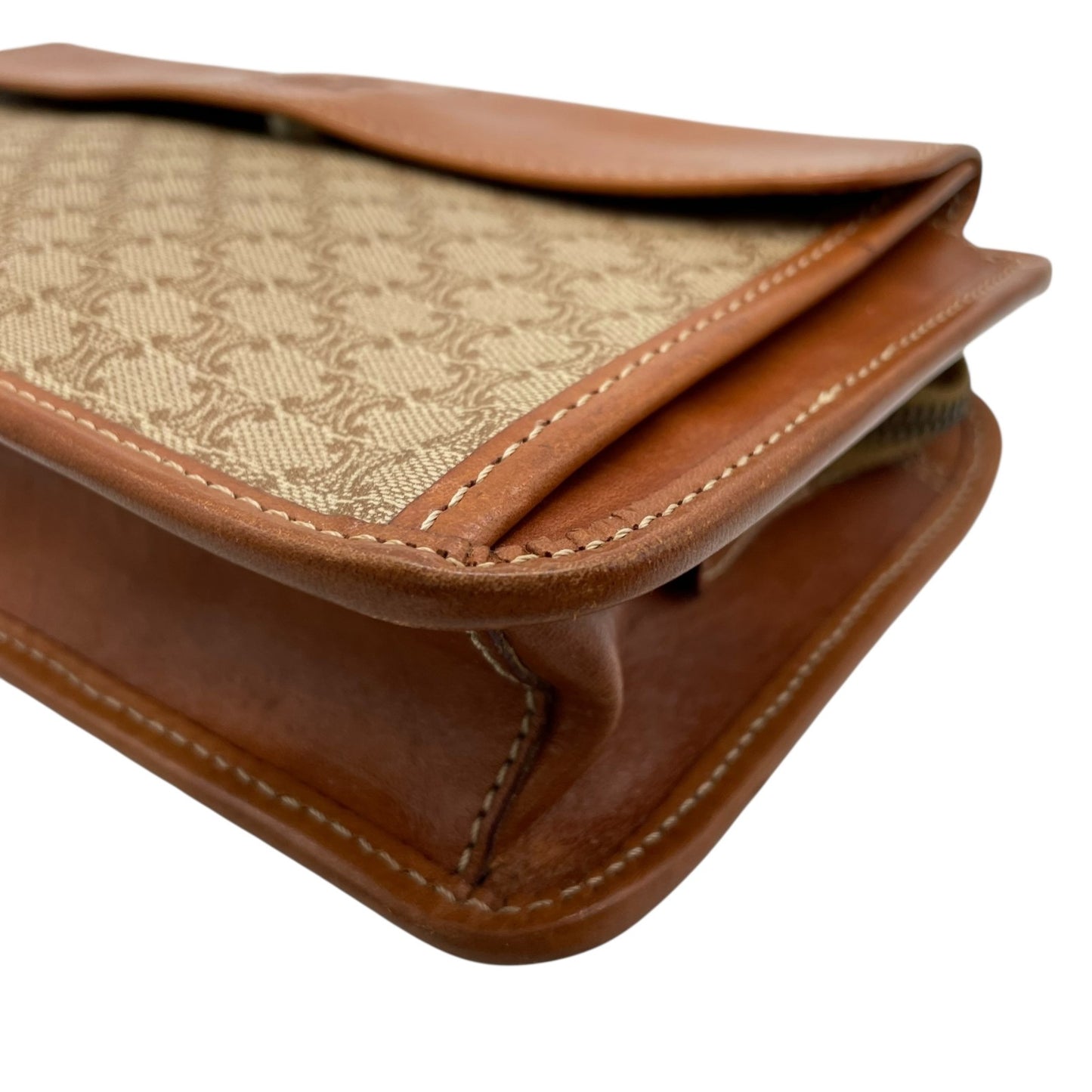 セリーヌ CELINE マカダム柄 クラッチバッグ セカンドバッグ ベージュ ブラウン 茶色 トリオンフロゴ PVC×レザー ヴィンテージ バッグ U9