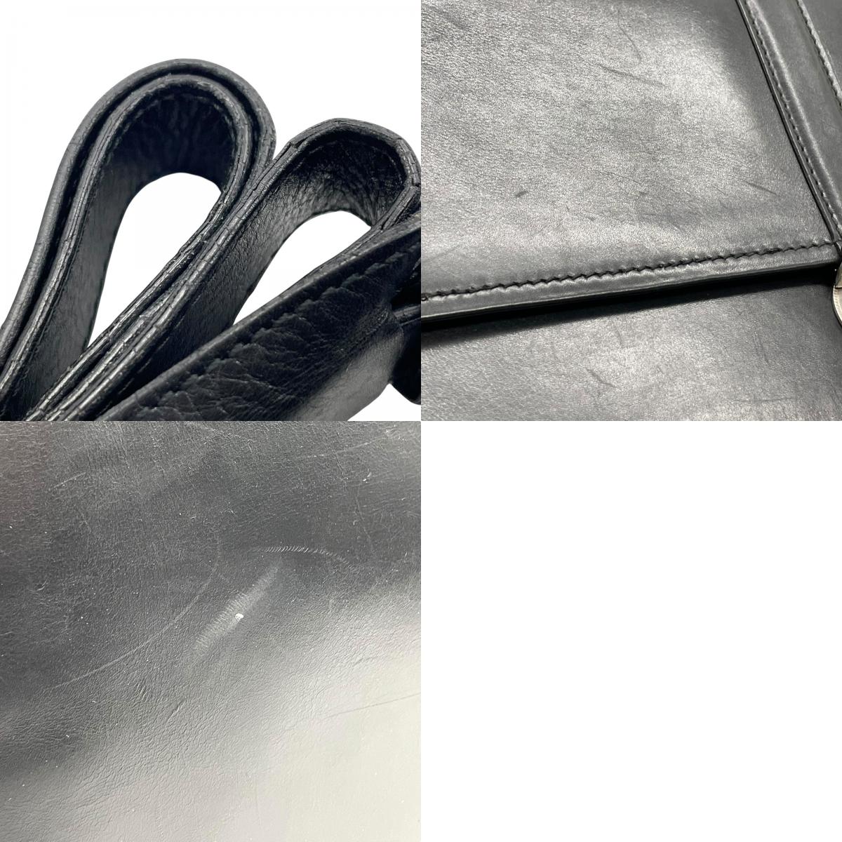 Salvatore Ferragamo サルヴァトーレフェラガモ 2WAY ビジネスバッグ ショルダーバッグ ブリーフケース ダレスバッグ 黒 ブラック レザー シルバー金具 フラップ開閉 斜め掛け可 A4収納可 メンズ E