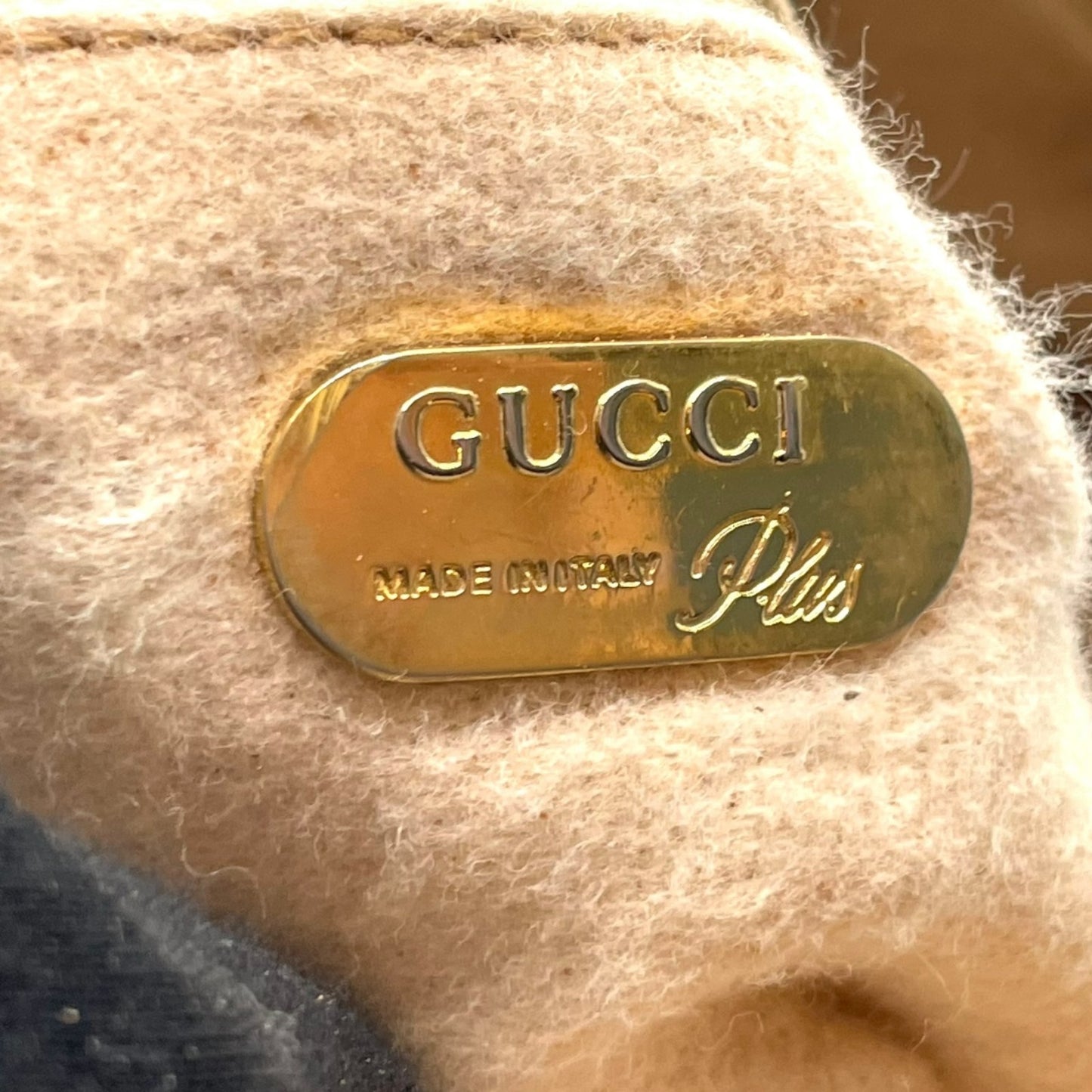 GUCCI グッチ GGプラス グッチプラス ハンドバッグ グレー ベージュ PVC レザー ゴールド金具 オールドグッチ ヴィンテージ レディース A