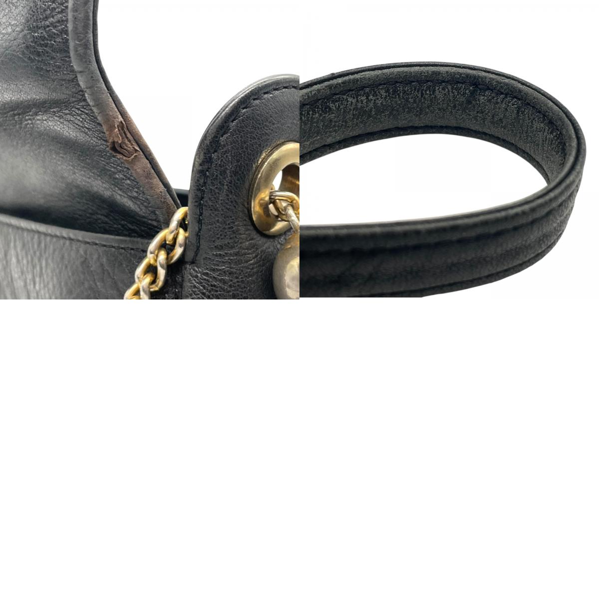 Mila Schn ミラショーン チェーンショルダーバッグ レザー 黒 ブラック 型押しロゴ ヴィンテージ U8