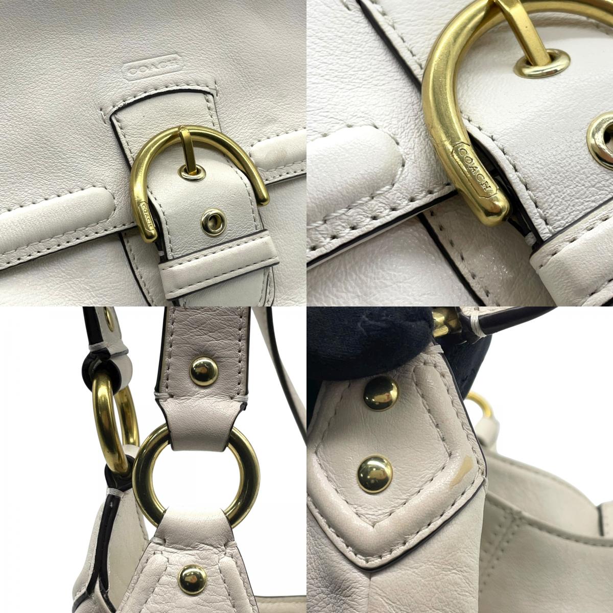 コーチ COACH ショルダーバッグ ワンショルダー レザー 白 ホワイト バックルデザイン 金金具 ゴールド金具 レディース T3