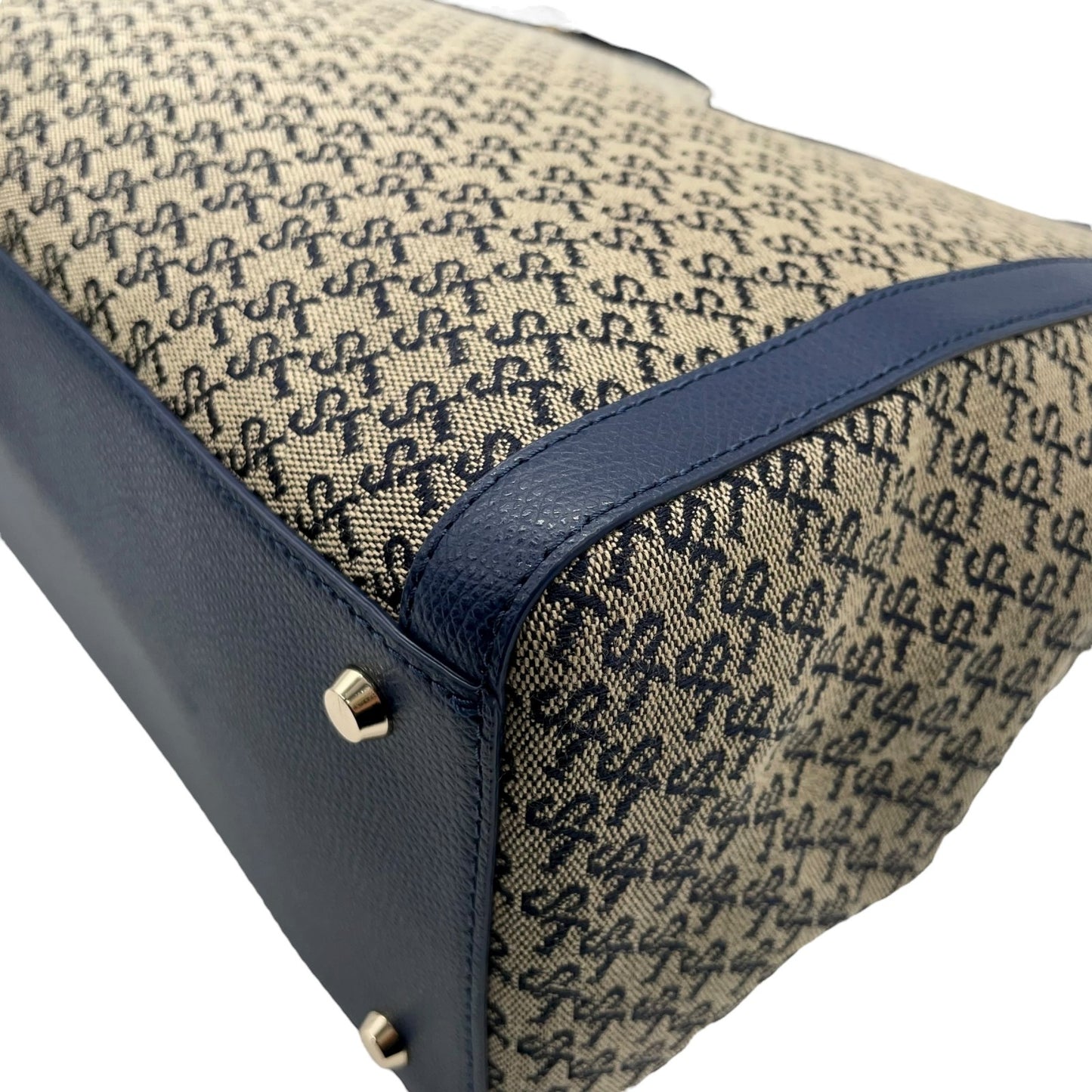 サマンサタバサ Samantha Thavasa トートバッグ ロゴジャガード 紺 ネイビー 肩掛け A4収納可 上品 T2