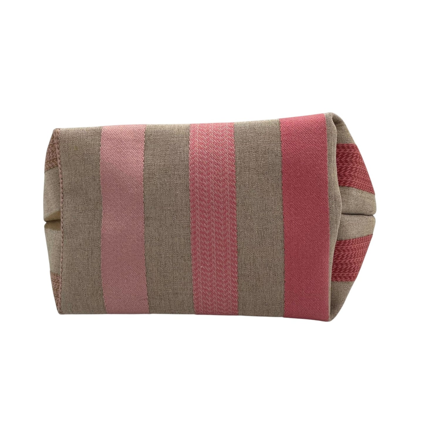 美品 ロンシャン LONGCHAMP ルプリアージュ ハンドバッグ トートバッグ マルチカラー ストライプ ベージュ ピンク キャンバス×レザー U2