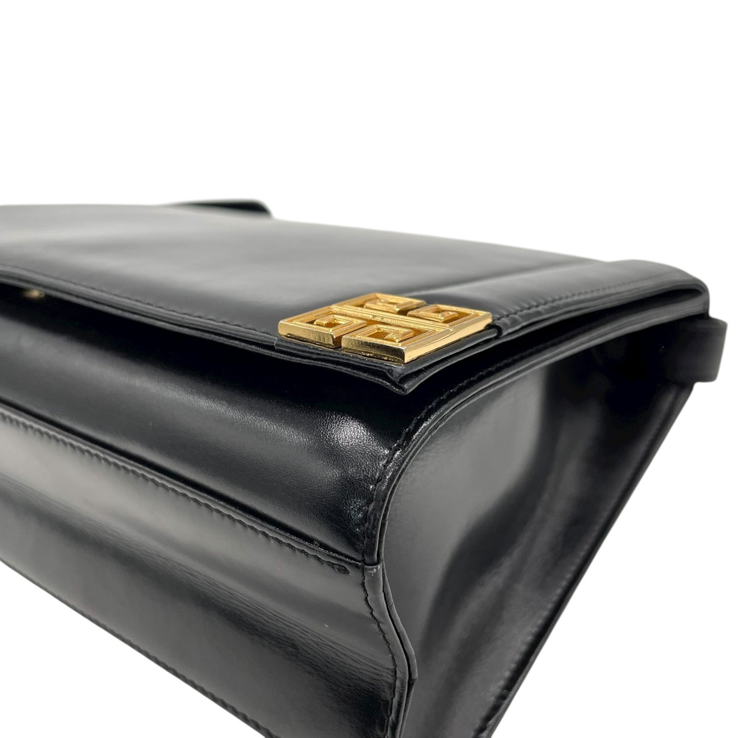 ジバンシィ GIVENCHY ジバンシー ショルダーバッグ レザー 黒 ブラック ゴールド金具 ロゴ ヴィンテージ C5