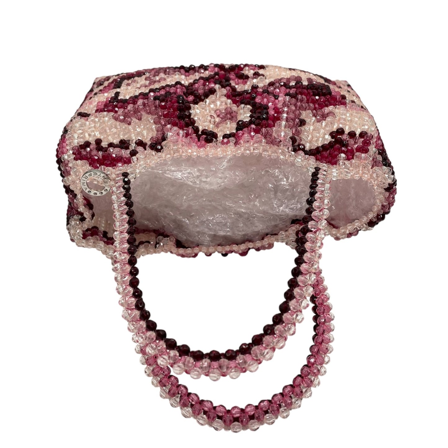 極美品 アンテプリマ ANTEPRIMA ワイヤーバッグ ビーズ ハンドバッグ ピンク系 グラデーション フラワー 花柄 クリスタル レディース U4