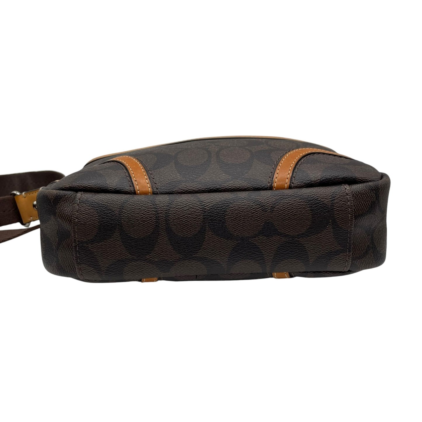 コーチ COACH シグネチャー PVC レザー ショルダーバッグ クロスボディ 茶色 ブラウン キャメル シルバー 3