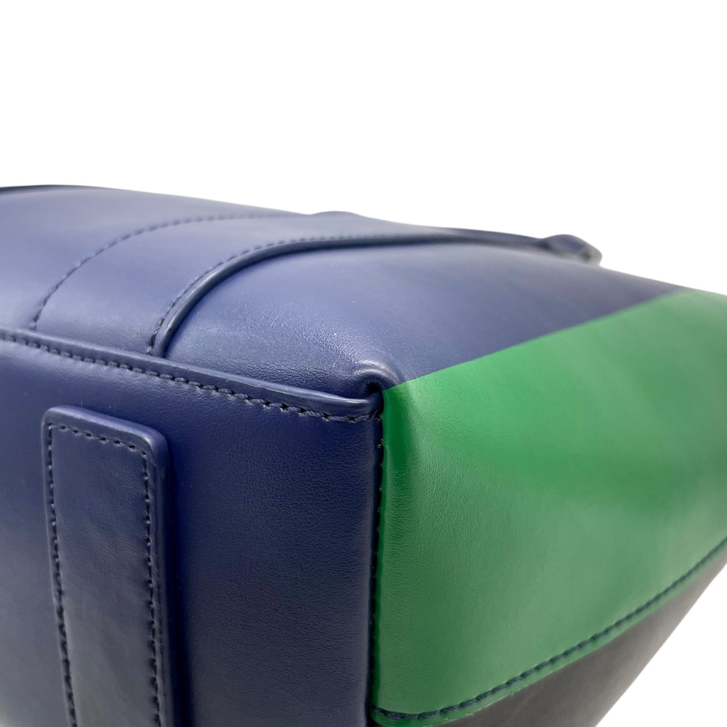 美品 ポールスミス Paul Smith レザー トートバッグ ショルダー 2WAY 紺 ブルー ネイビー 緑 グリーン バイカラー ビジネスバッグ C13