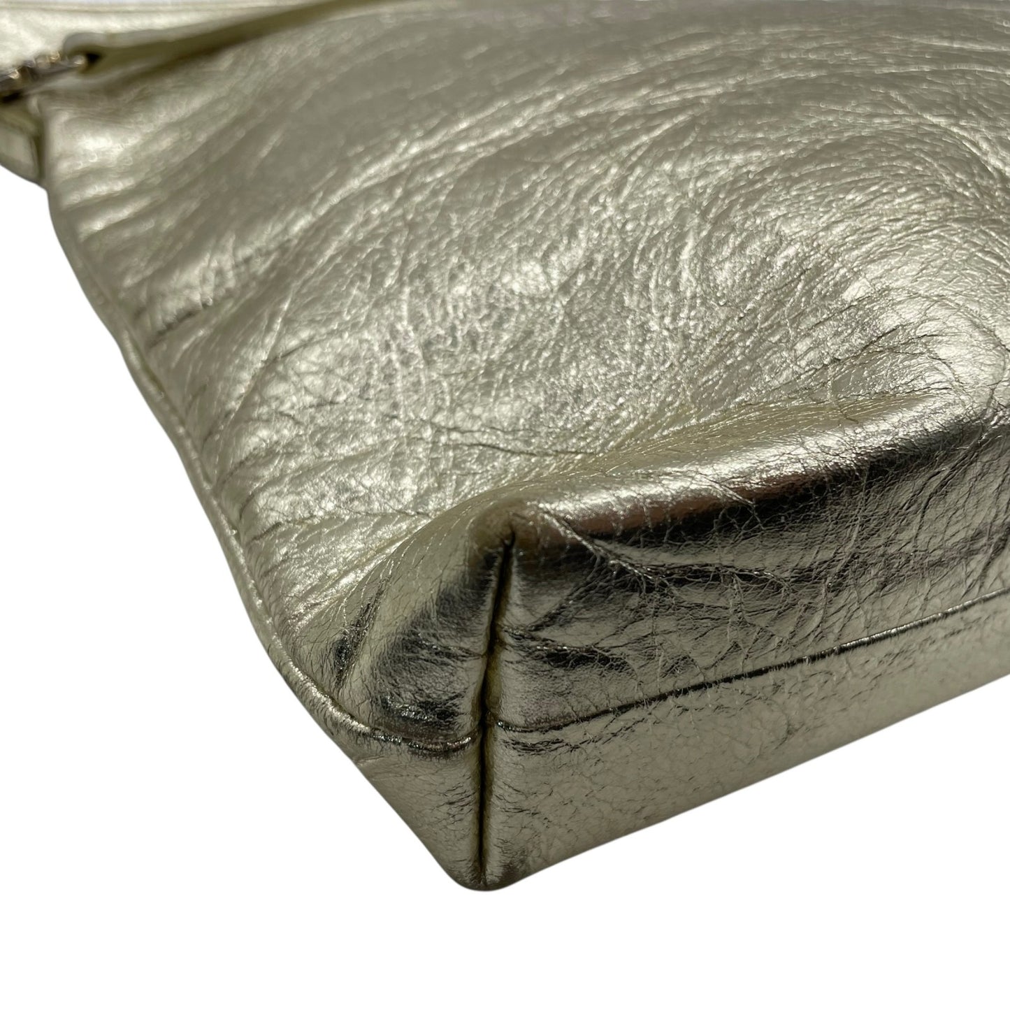 美品 ピンキーアンドダイアン Pinky & Dianne メタリック 金 ゴールド 2WAY ショルダーバッグ クラッチバッグ レザー調 T4