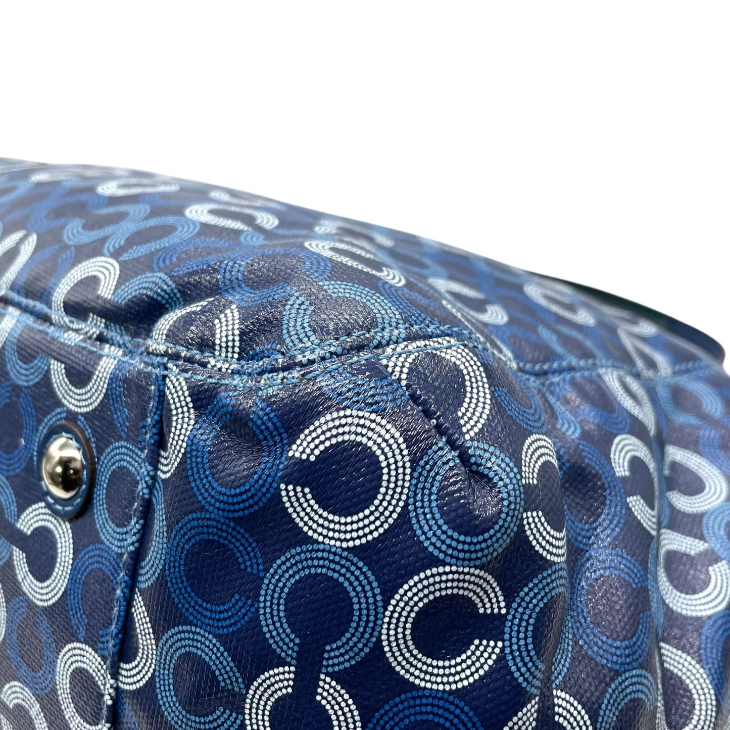美品 コーチ COACH トートバッグ ショルダーバッグ 2WAY シグネチャー サークル柄 紺 ネイビー A4収納可 ショルダーストラップ付 U10