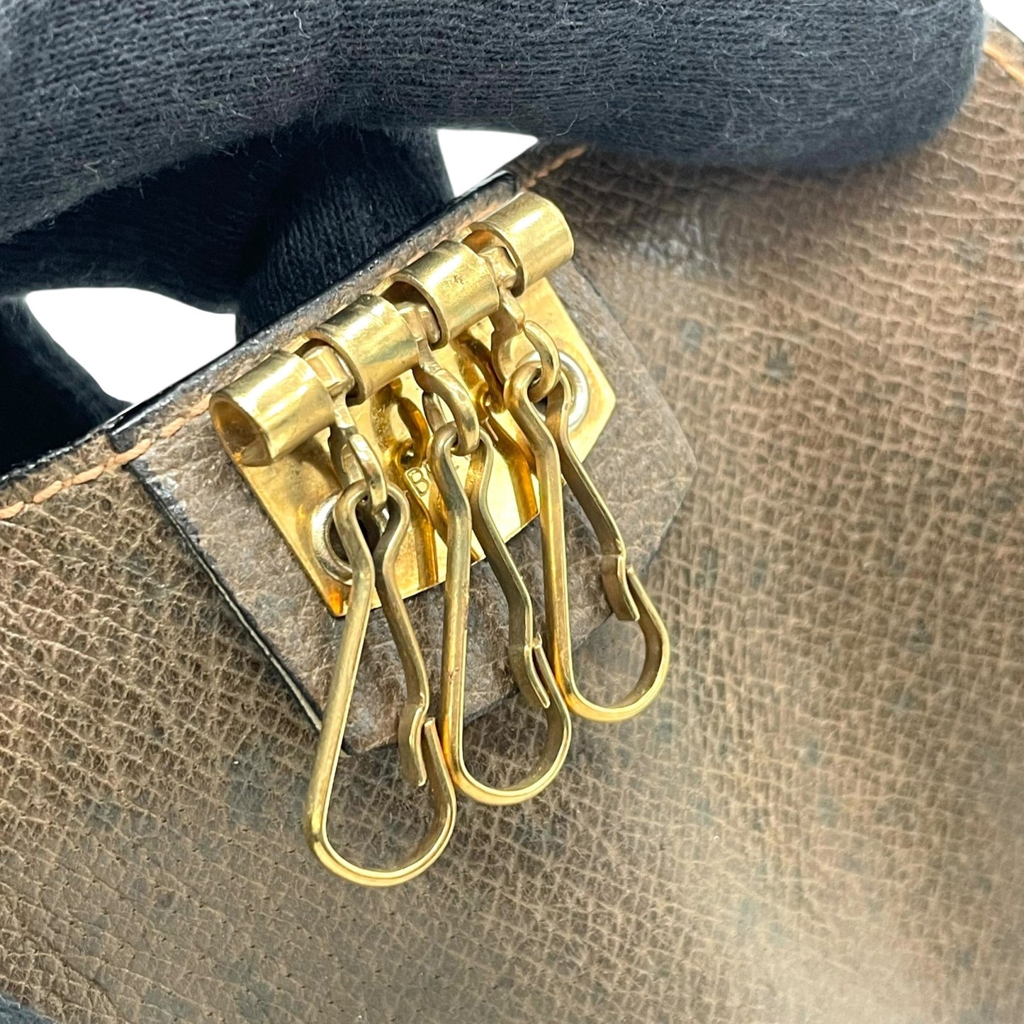 グッチ GUCCI キーケース 3連 三つ折り ブラウン 茶 レザー インターロッキングG ゴールド金具 オールドグッチ ヴィンテージ メンズ レディース M1