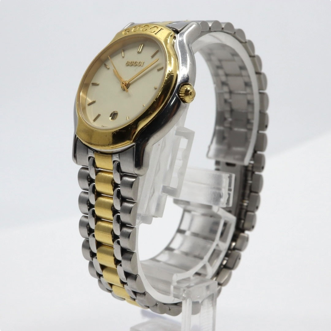 新品電池交換済 クリーニング済 グッチ GUCCI 8000L 腕時計 レディースウォッチ クォーツ コンビ シルバー ゴールド アイボリー文字盤 デイト表示 ステンレススチール クラシック エレガント ヴィンテージ ドレスウォッチ 稼働品 G3