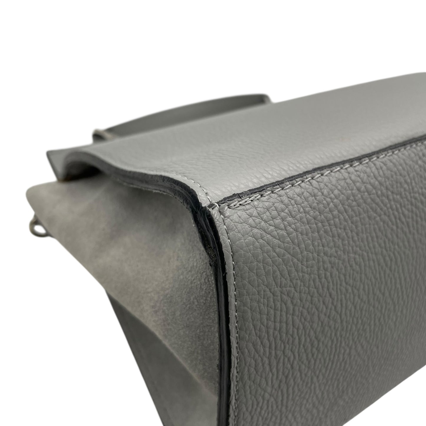 美品 CAMELIA ROMA カメリア 2WAY ハンドバッグ ショルダーバッグ グレー レザー スエード シルバー金具 手提げ 斜め掛け可 エレガント コンパクト レディース Q