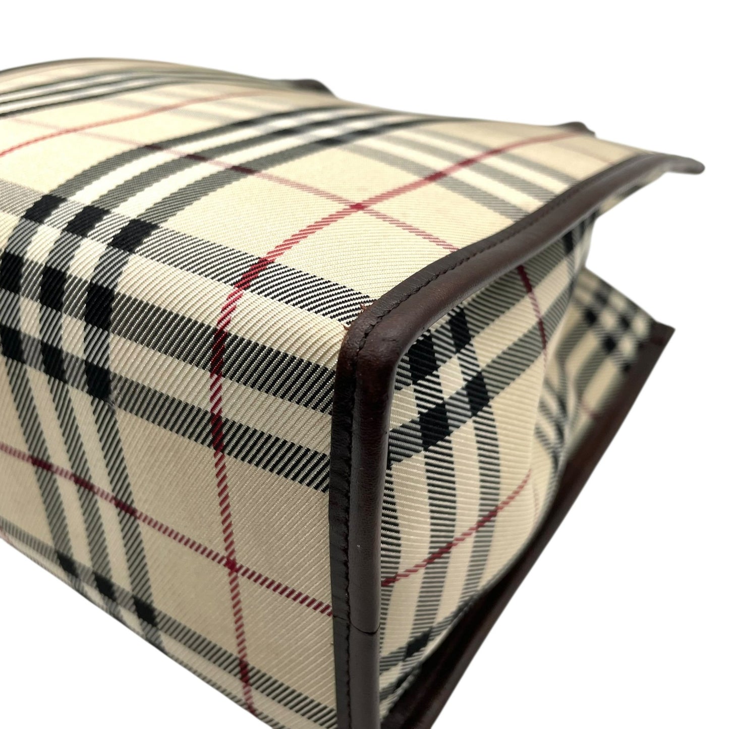 バーバリー BURBERRY トートバッグ ハンドバッグ ノバチェック ベージュ ブラウン 茶色 キャンバス レザー