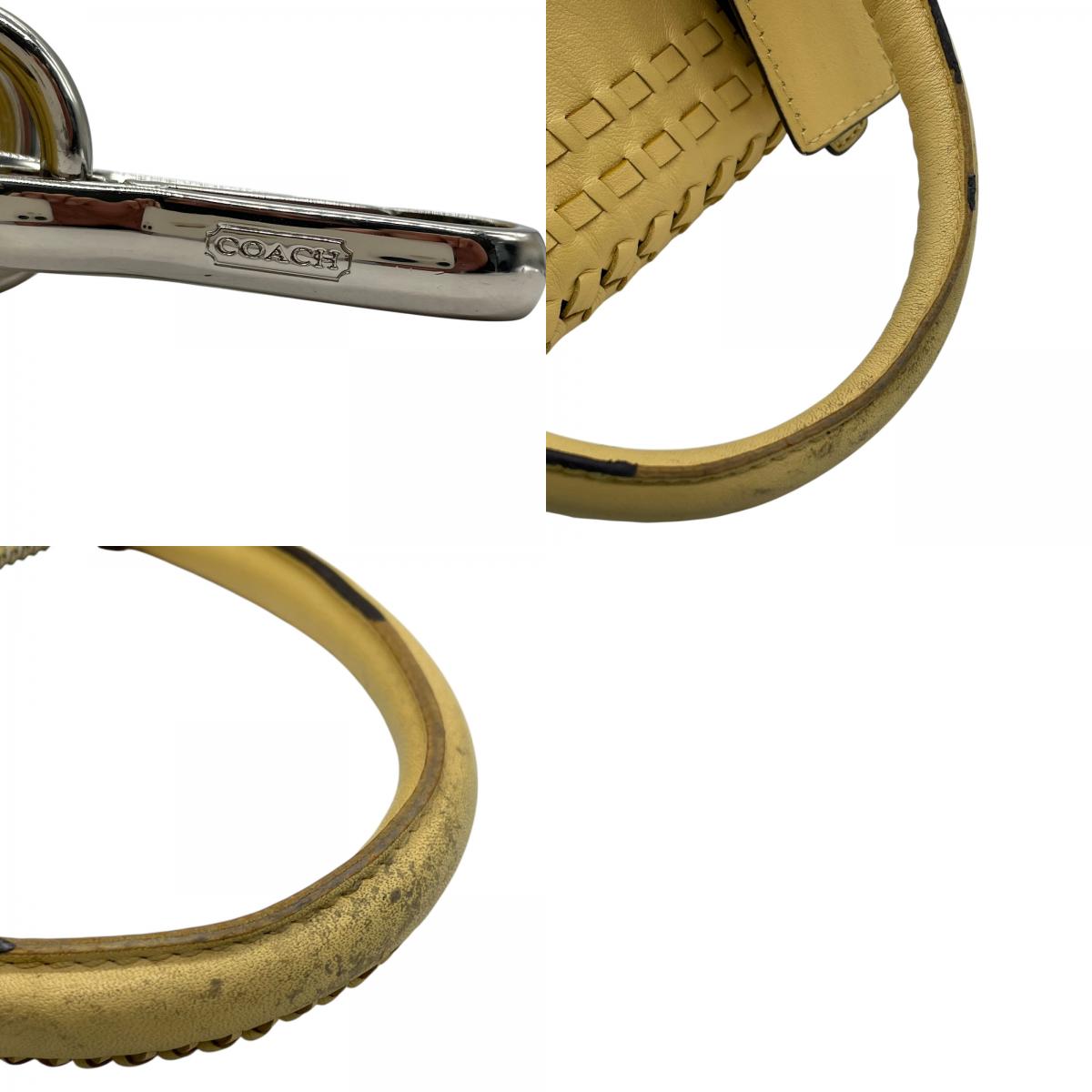 コーチ COACH 2WAY ボストンバッグ ハンドバッグ ショルダーバッグ 肩掛け 23342 イントレチャート 編み込みレザー 黄色 イエロー シルバー金具 チャーム付き U16