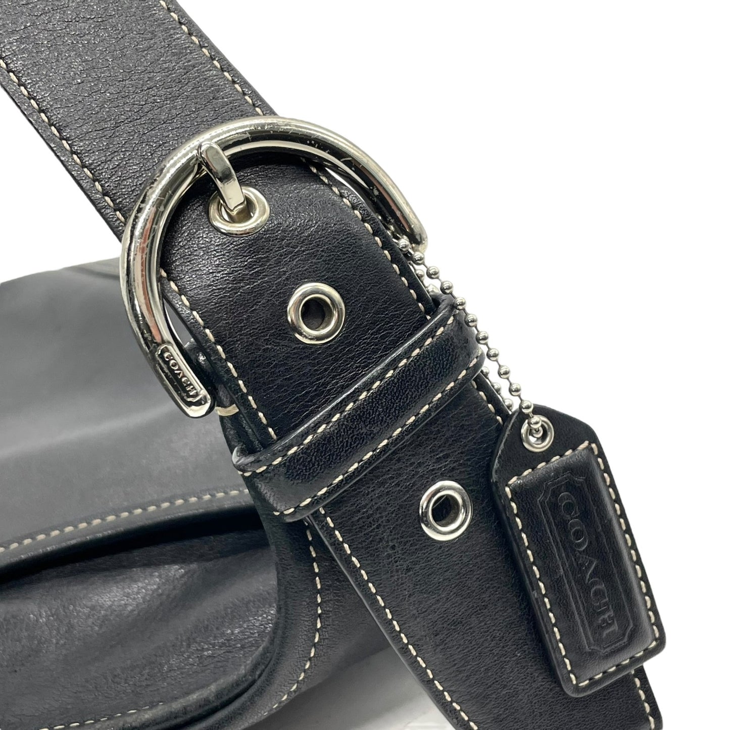 コーチ COACH ショルダーバッグ 9549 レザー 黒 ブラック シルバー金具 ホワイトステッチ 肩掛け 通勤 通学 E5