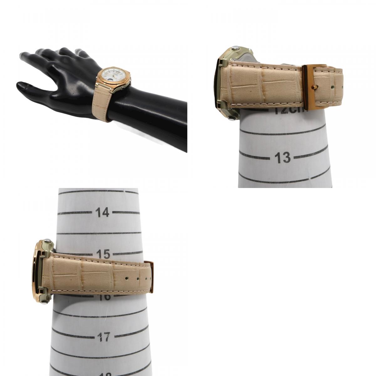 【美品/稼働品】カシオ ウェーブセプター 腕時計 LWA-M141 電波ソーラー レディース ゴールド ホワイト文字盤 レザー ベージュ MULTI BAND 6 アナデジ エレガント フェミニン カジュアル ビジネス ファッション G