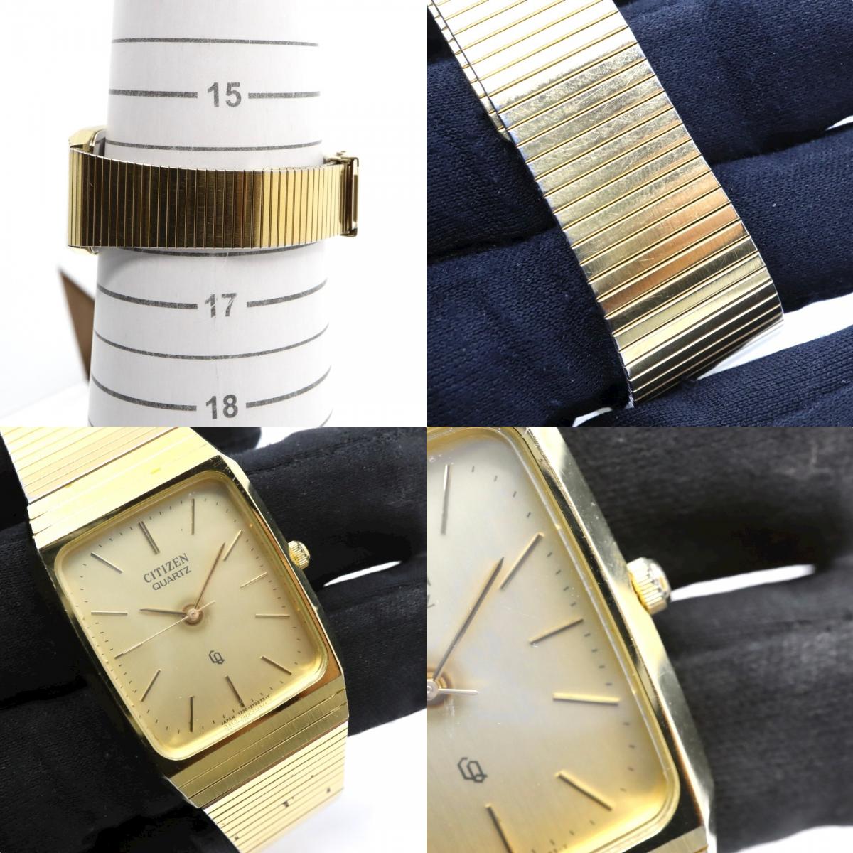 CITIZEN シチズン クォーツ 腕時計 ゴールドカラー レクタンギュラー ステンレス メンズ レディース アナログ G11