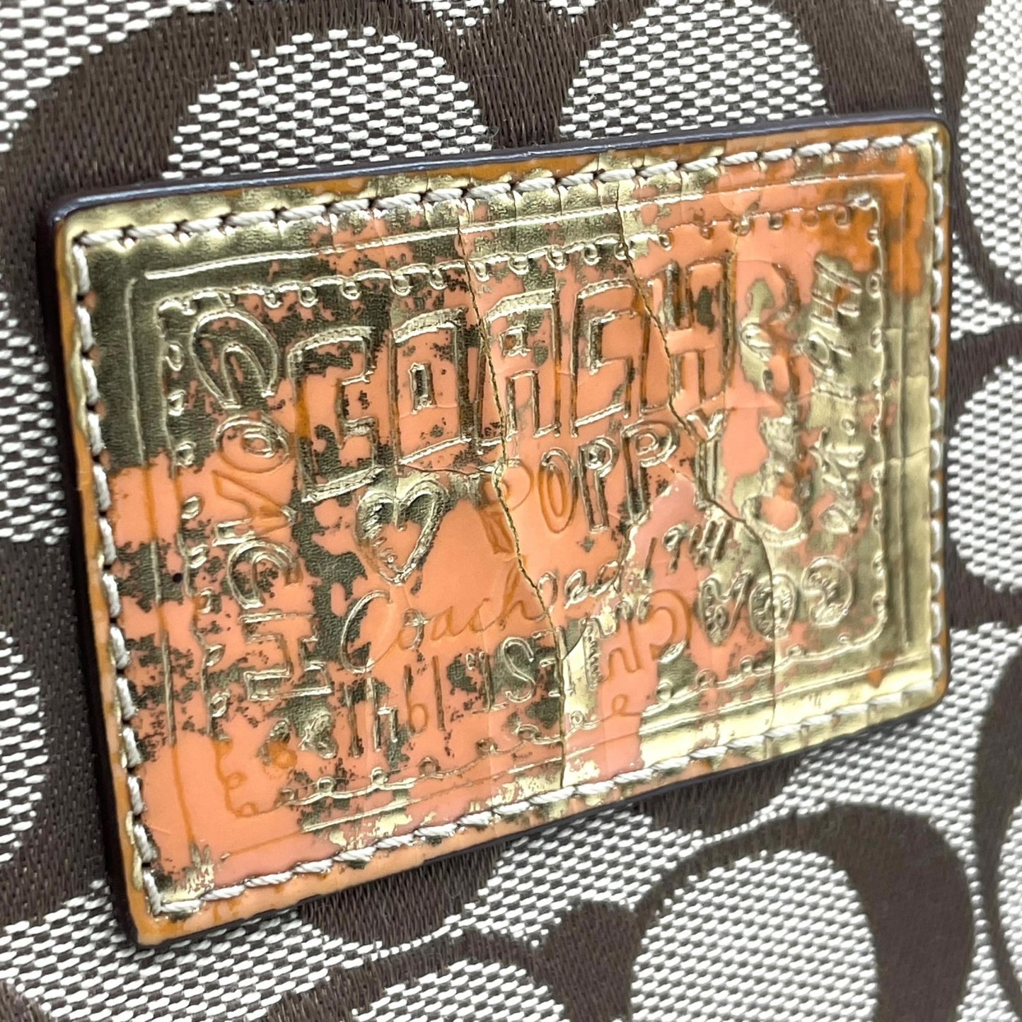 COACH コーチ 15880 ポピー Y2K 00s vintage 2way シグネチャー ハンドバッグ ショルダーバッグ スカーフチャーム 総柄 キャンバス s91