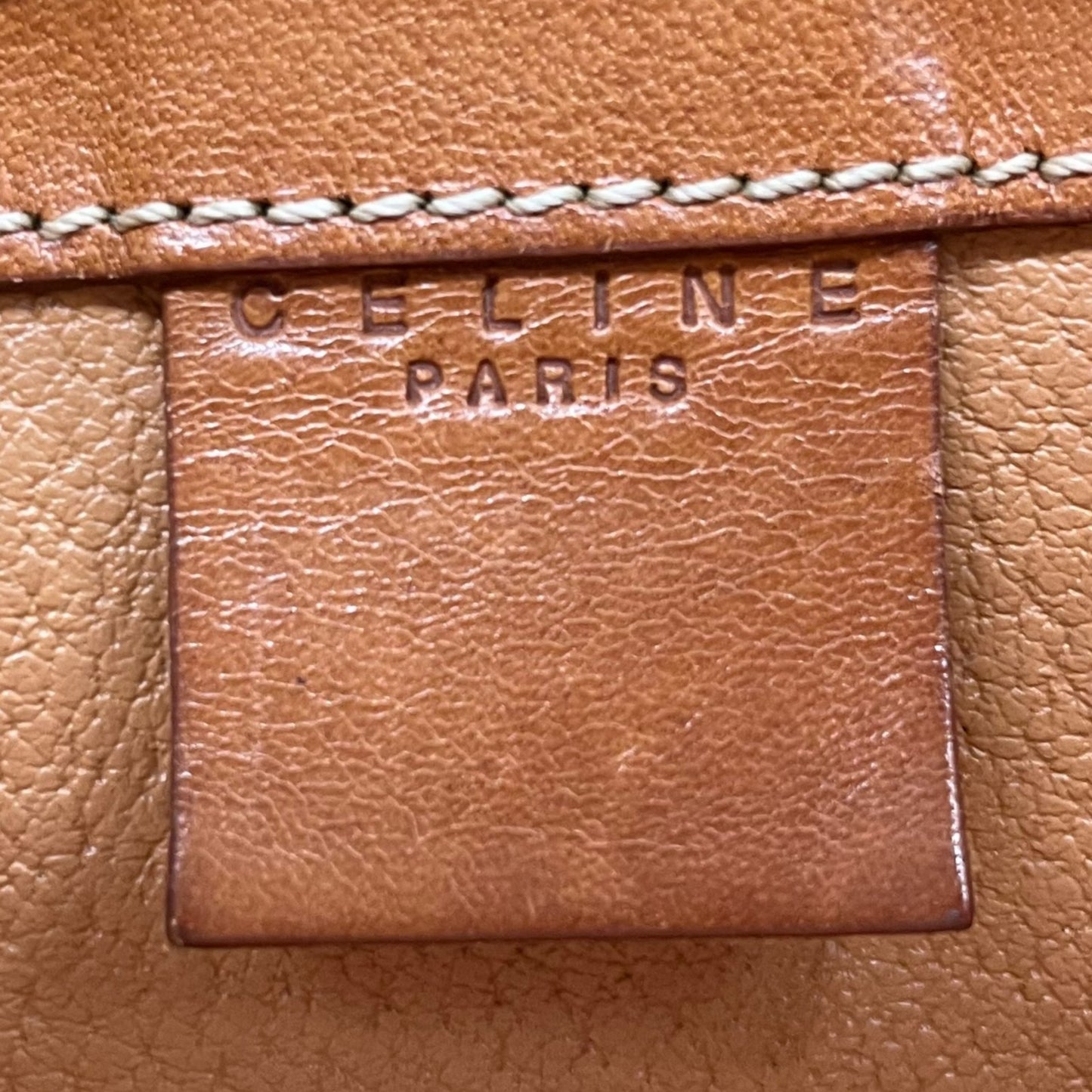 美品 CELINE セリーヌ ヴィンテージ ハンドバッグ マカダム柄 トートバッグ ブラウン レザー PVC MC97 Z1