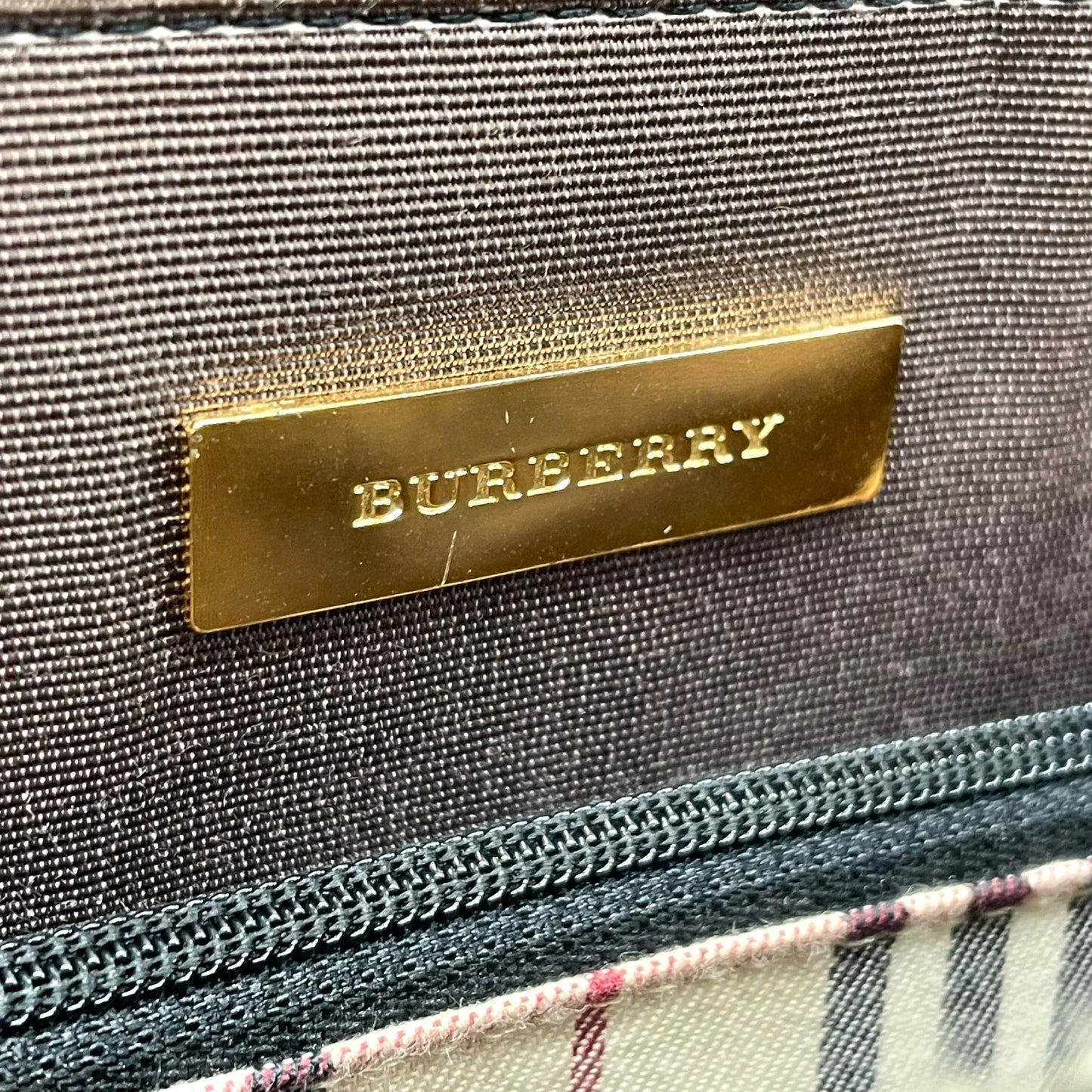 Authentic BURBERRY Handbag Tote Bag Black Leather Gold Hardware Logo Nova Check Women's Men's Shoulder Bag