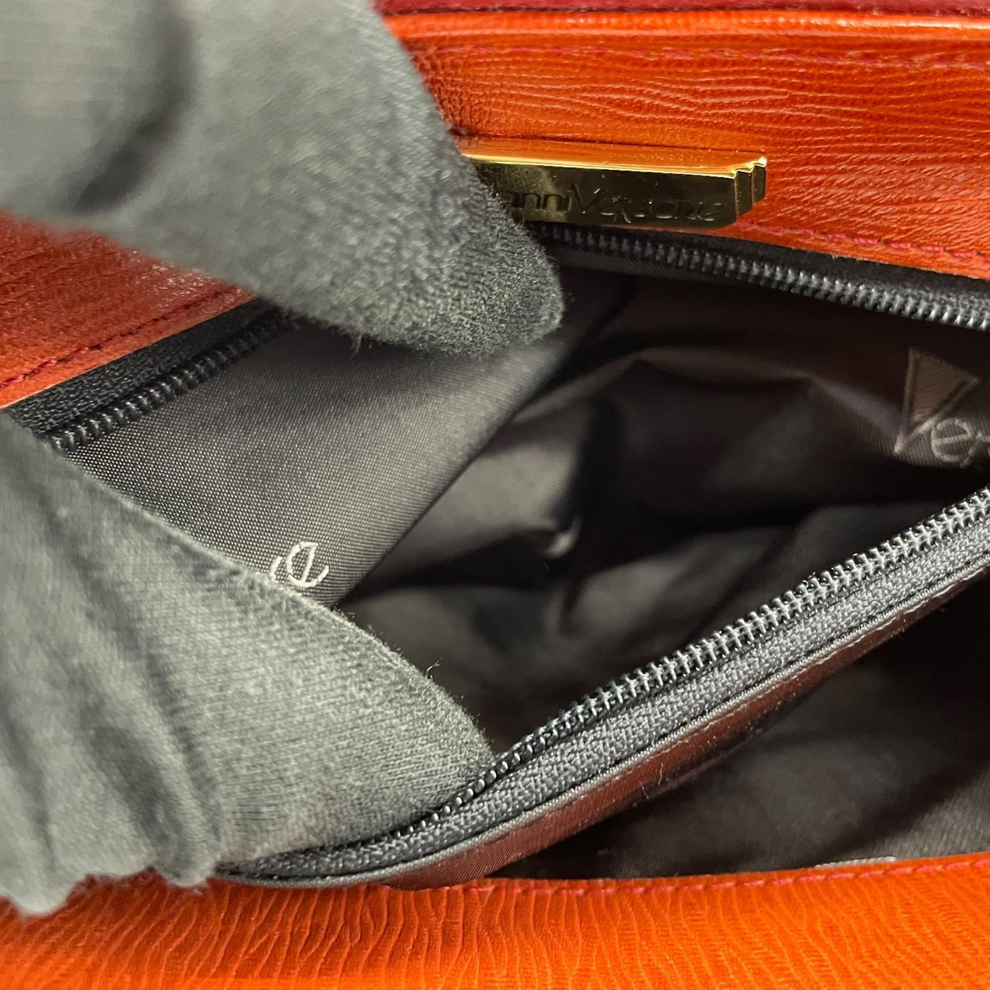 Excellent Authentic Gianni Versace 2WAY Handbag Shoulder Bag Leather Brown Orange Gold Hardware Crossbody Ladies